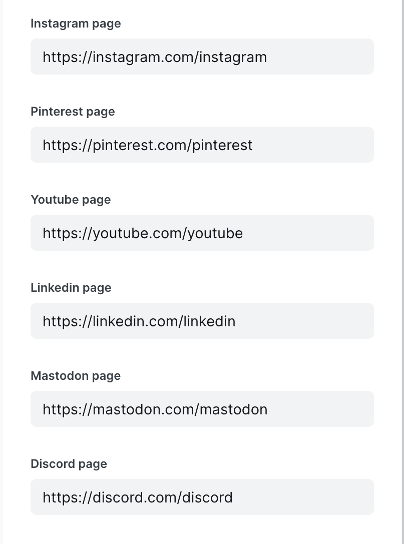 Tripoli Ghost Theme Social Media Accounts Settings