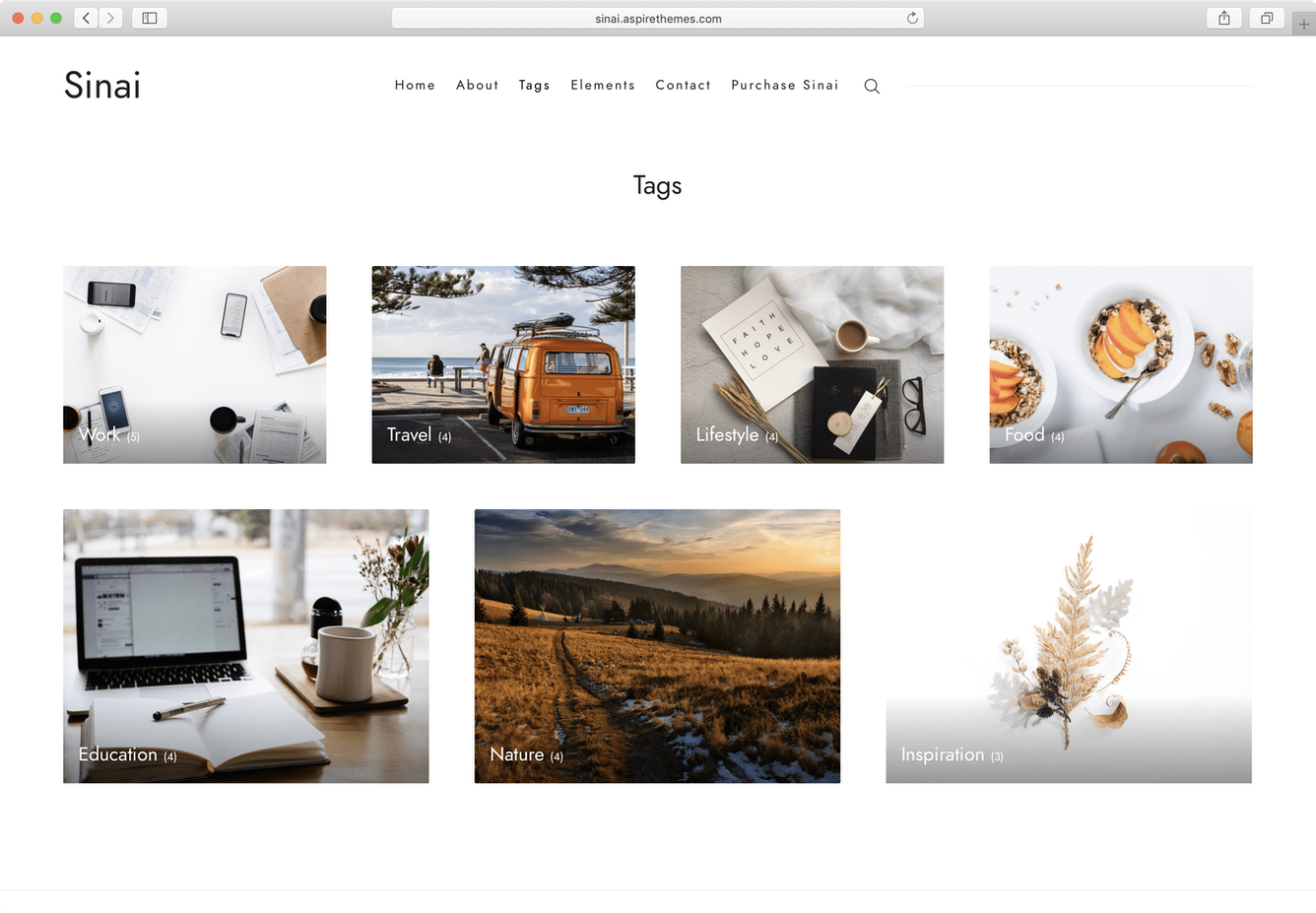 Ghost Sinai Theme Tags Page