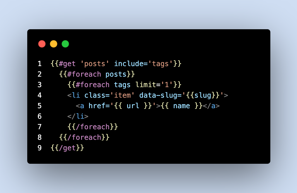 How to Display a List of Primary Tags in Ghost