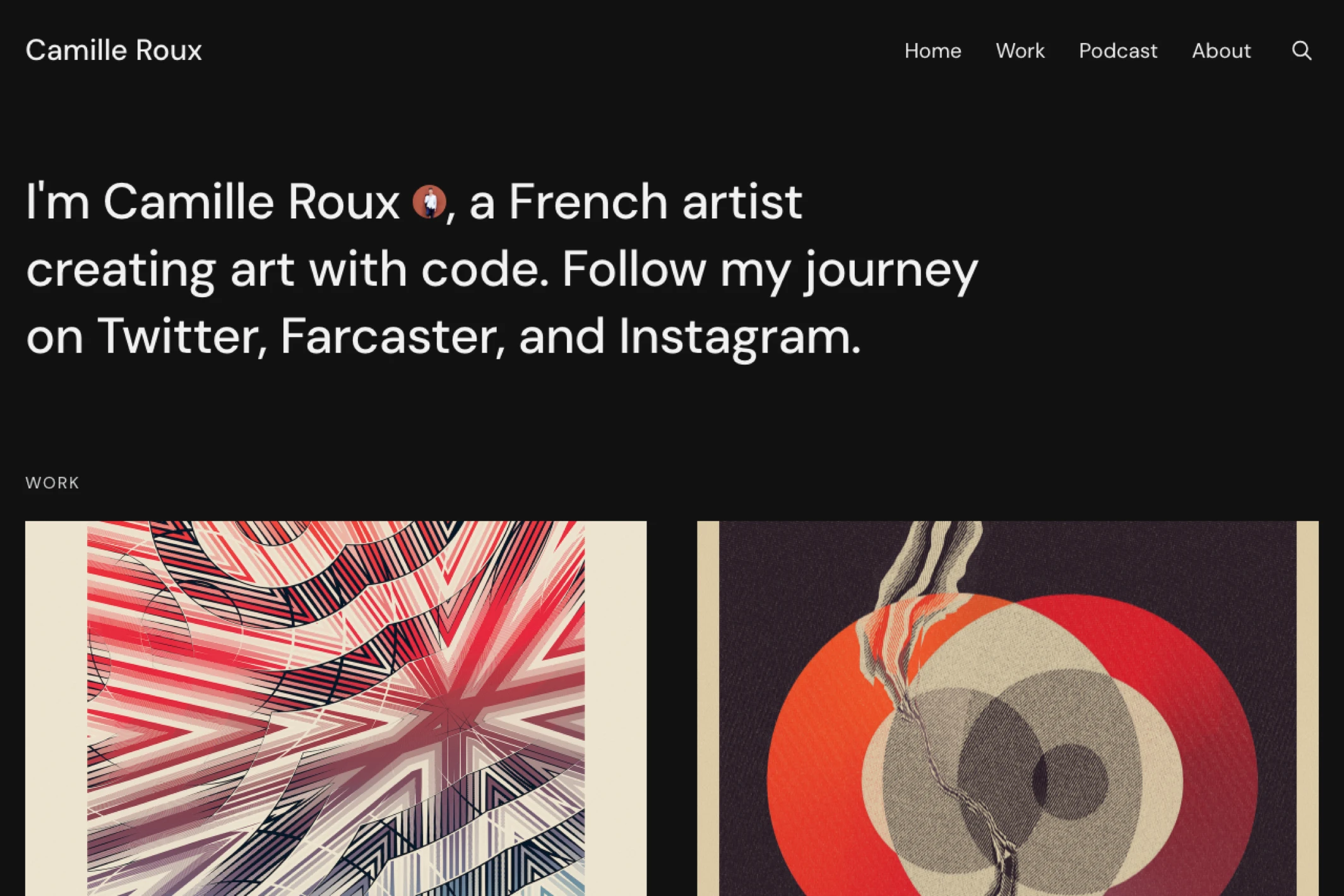 Screenshot of Camille Roux — Ghost theme website