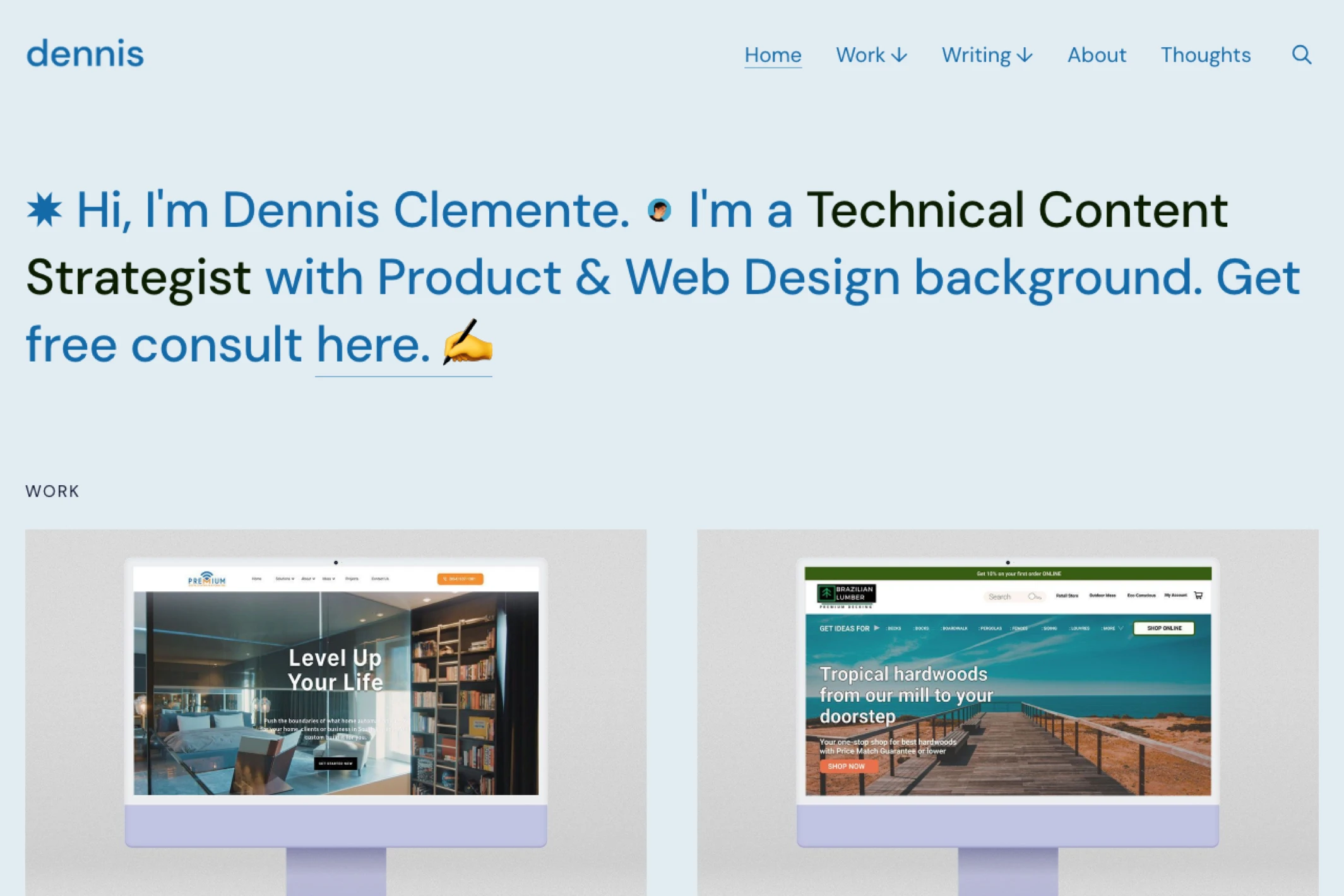 Screenshot of Dennis Clemente — built with Beirut Ghost theme