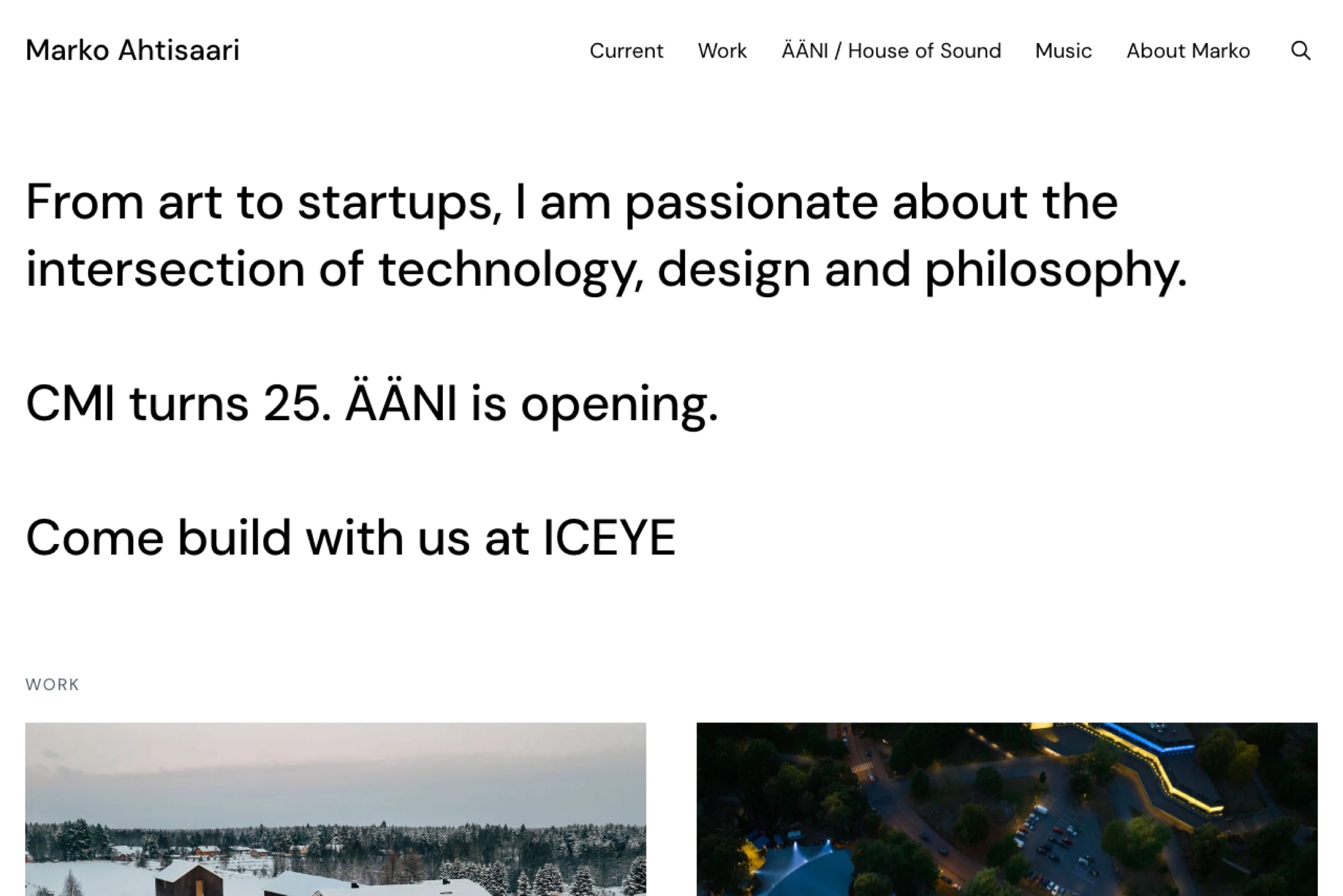 Screenshot of Marko Ahtisaari — Ghost theme website