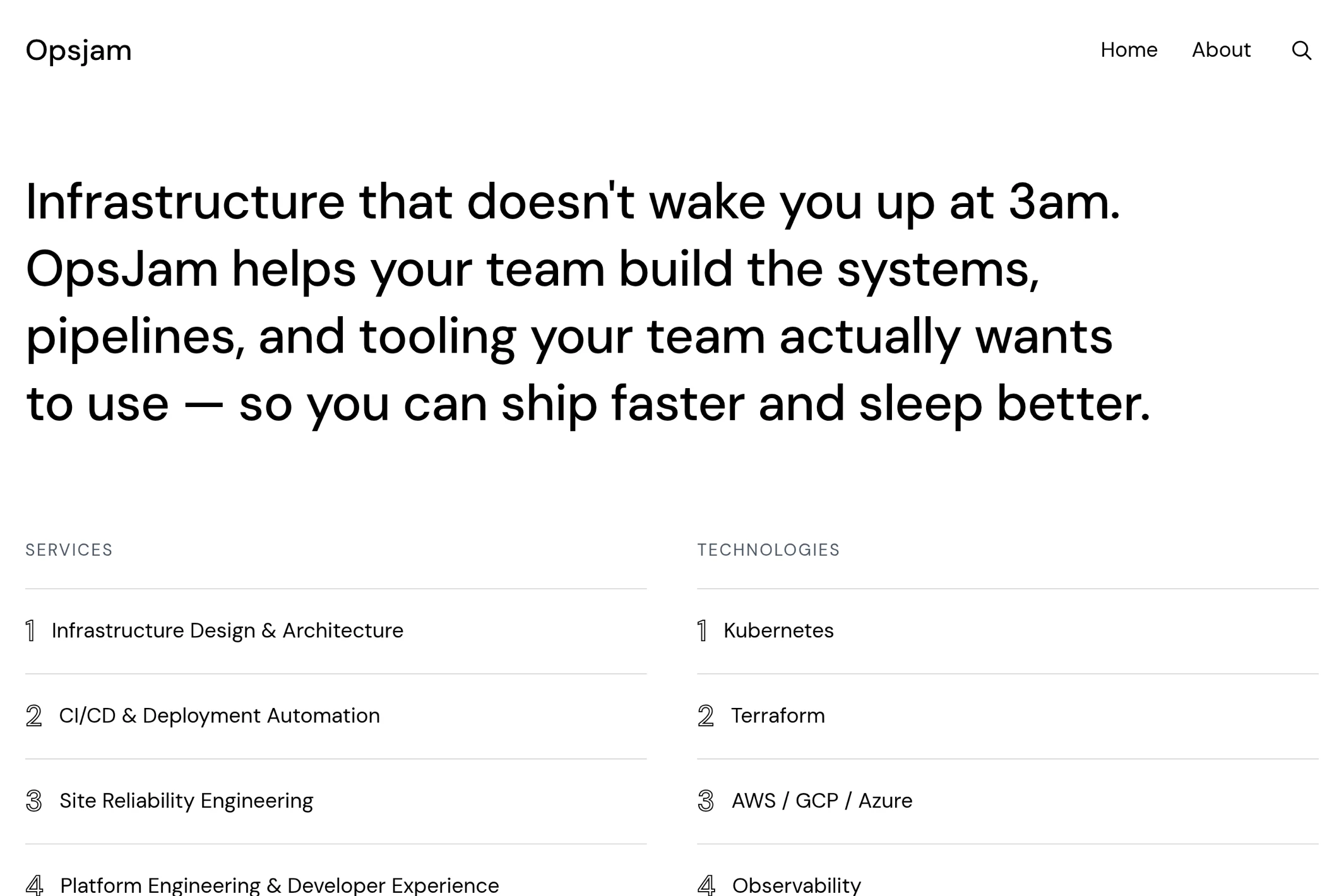 Screenshot of Opsjam — Ghost theme website