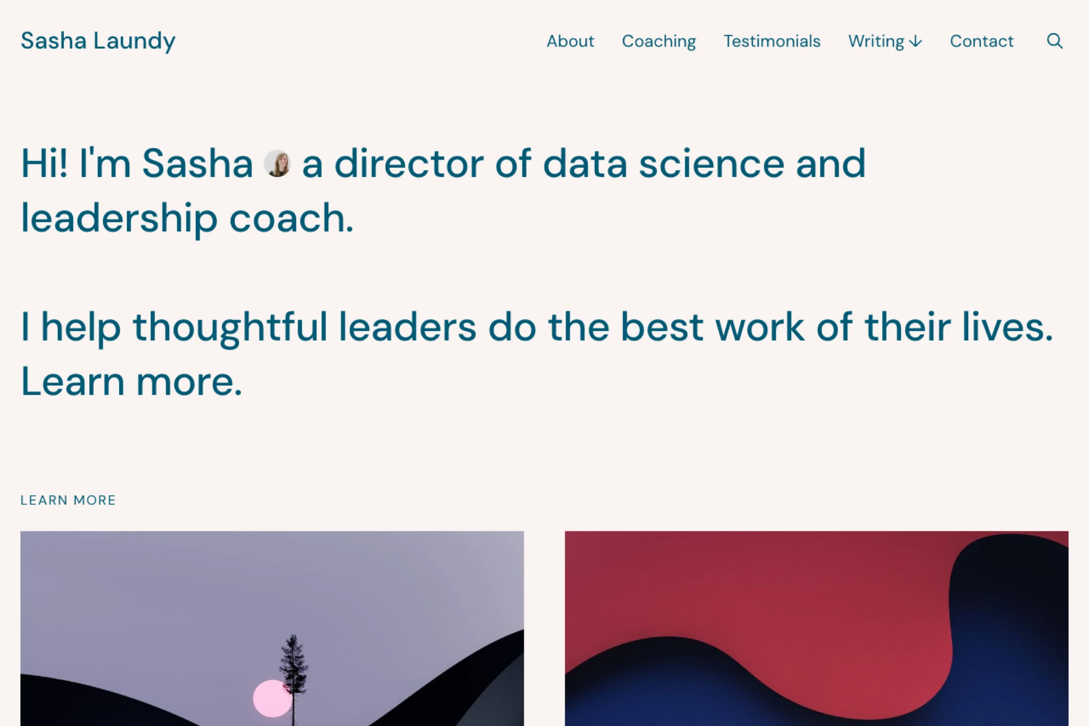 Screenshot of Sasha Laundy — built with Beirut Ghost theme