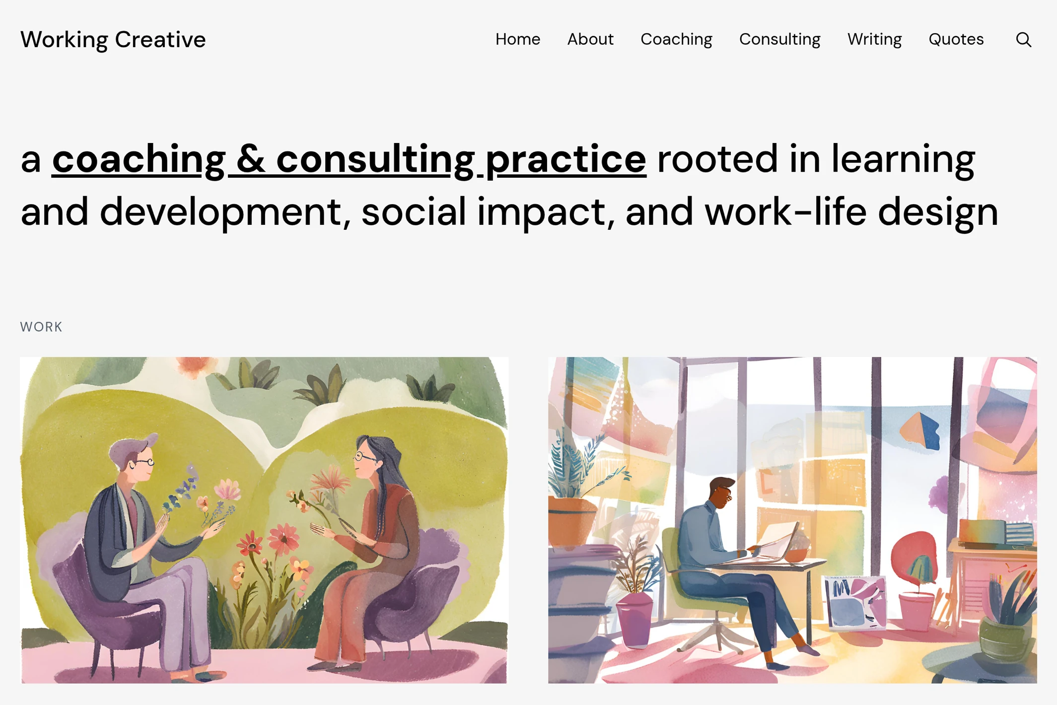 Screenshot of Working Creative — Ghost theme website