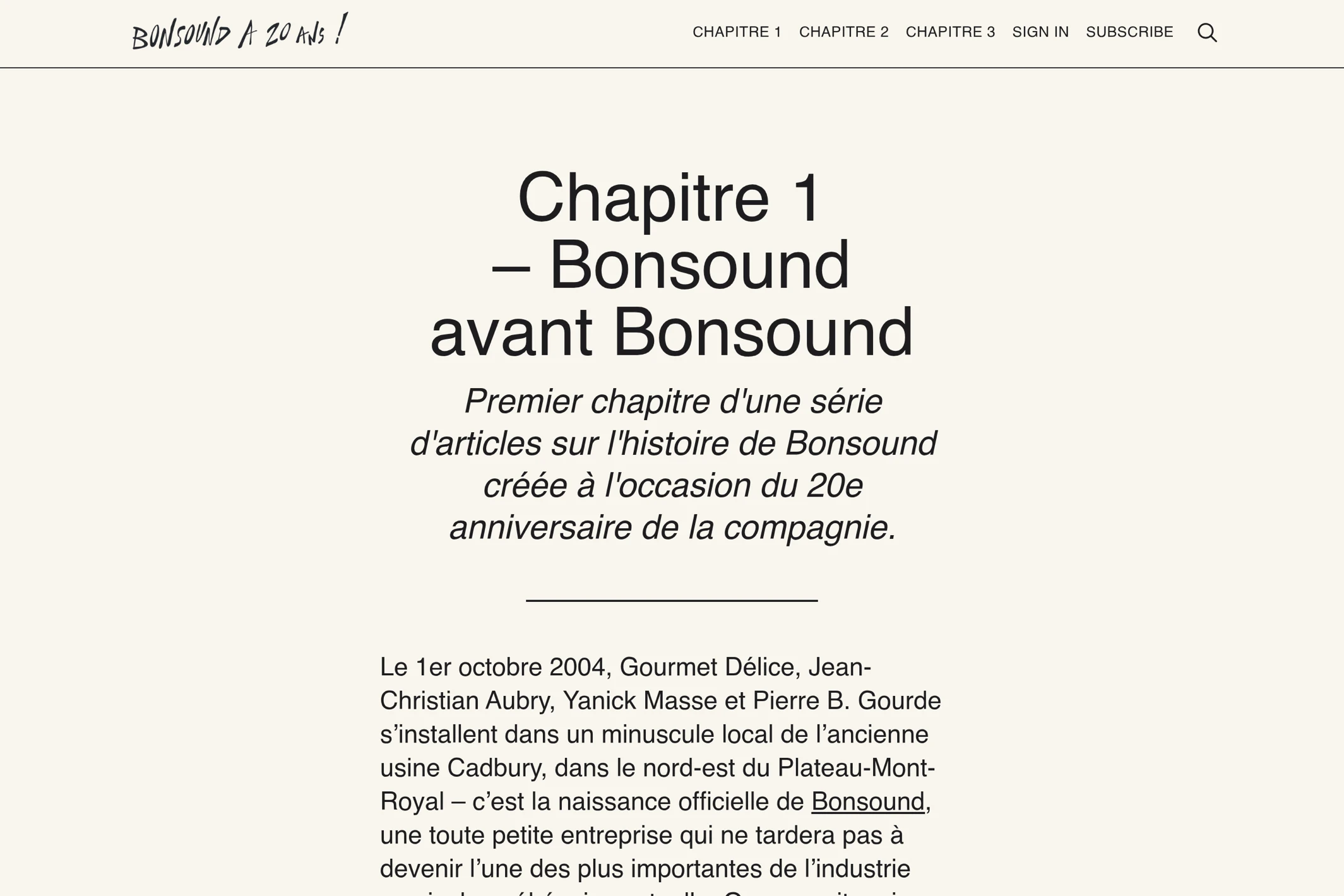 Screenshot of Bonsound — Ghost theme website