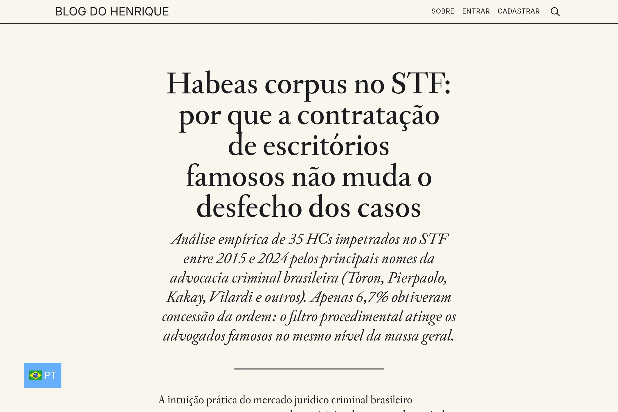 Screenshot of Blog do Henrique — Ghost theme website