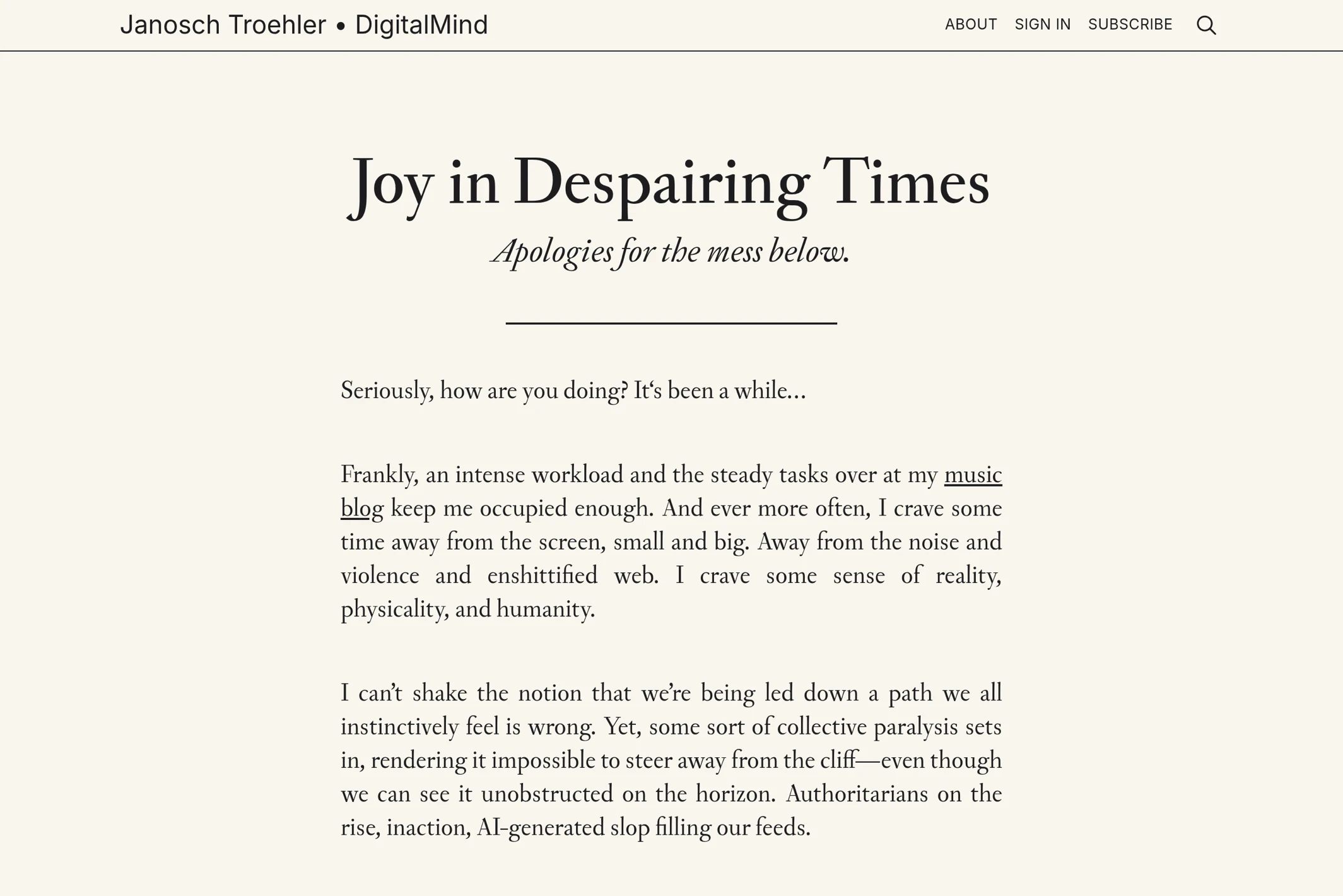 Screenshot of Janosch Troehler — Ghost theme website