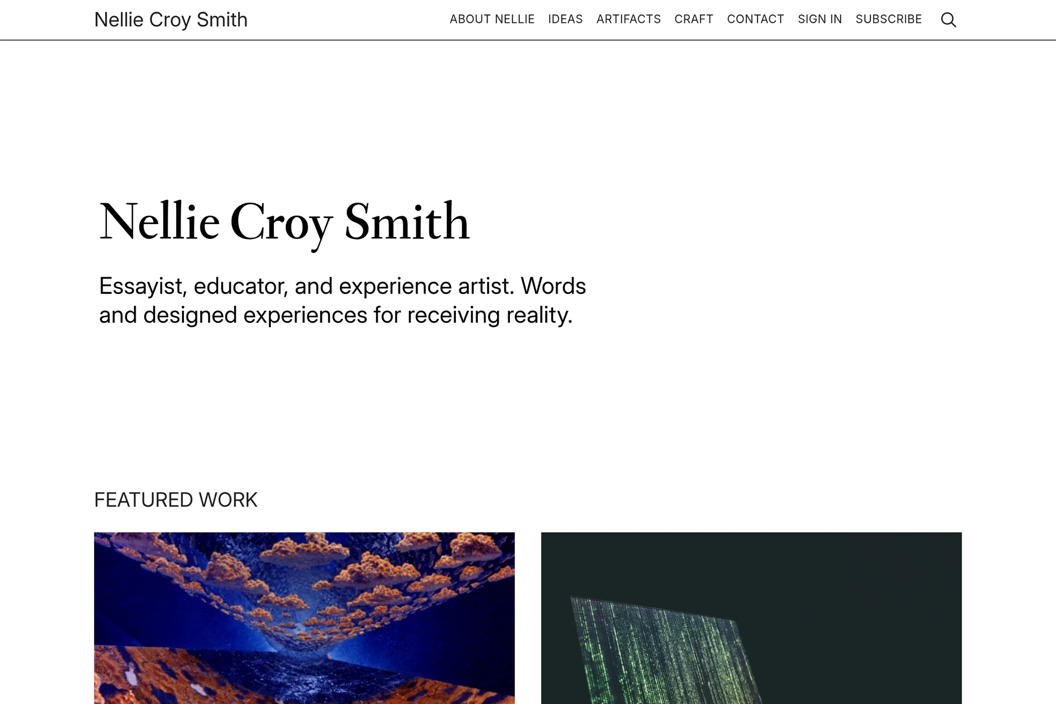 Screenshot of Nellie Croy Smith — Ghost theme website