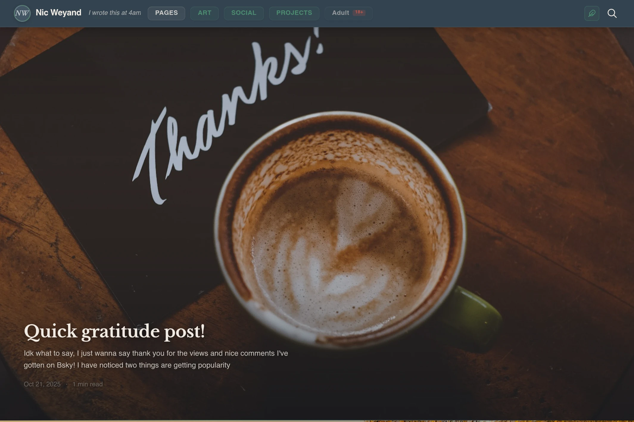 Screenshot of Nice Weyand — Ghost theme website