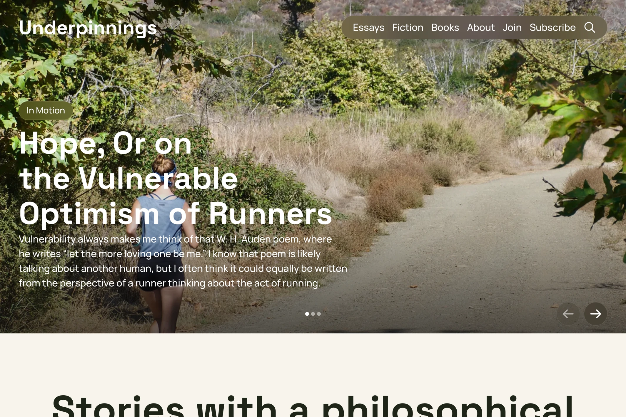 Screenshot of Underpinnings — Ghost theme website