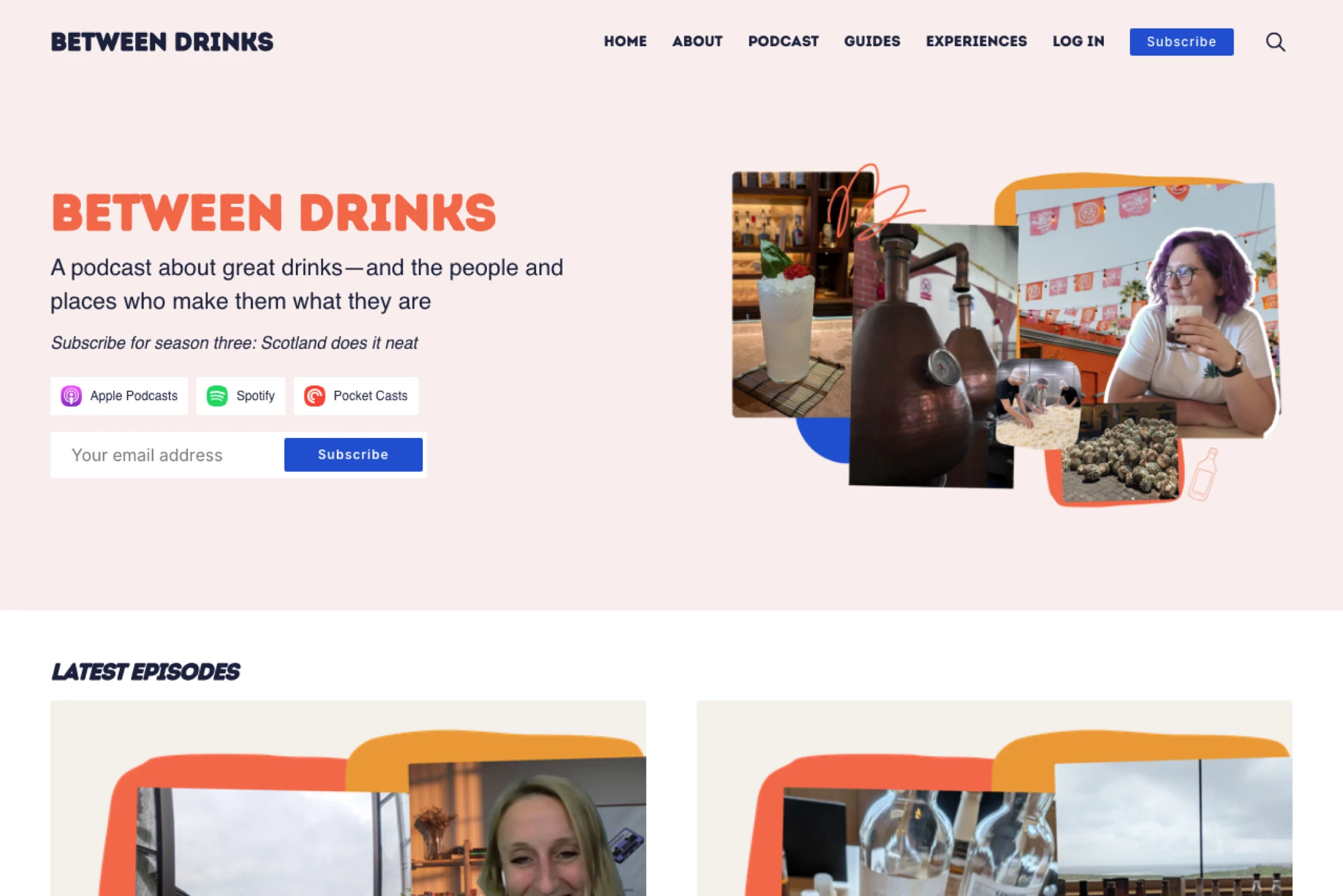 Screenshot of Between Drinks — Ghost theme website