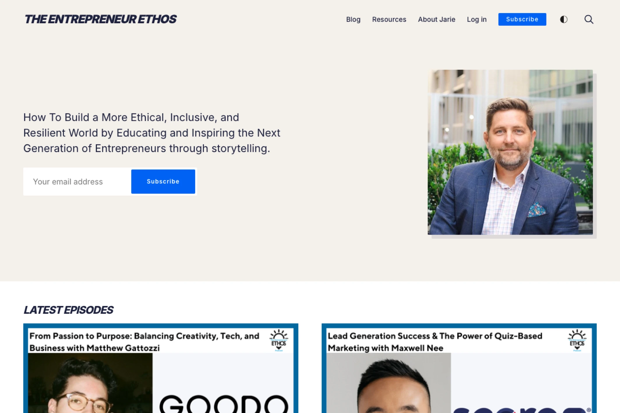 Screenshot of The Entrepreneur Ethos — built with Hue Ghost theme