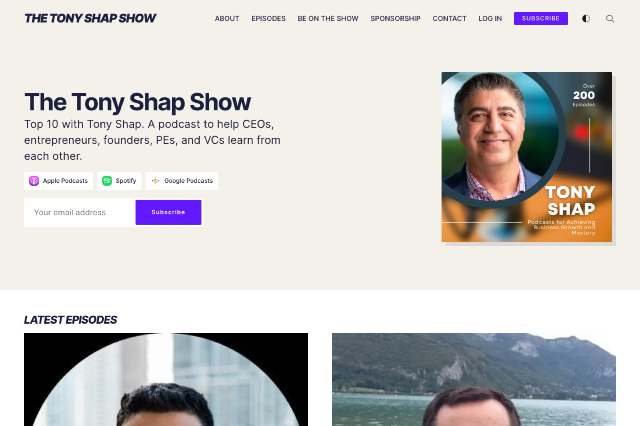 Screenshot of The Tony Shap Show — built with Hue Ghost theme