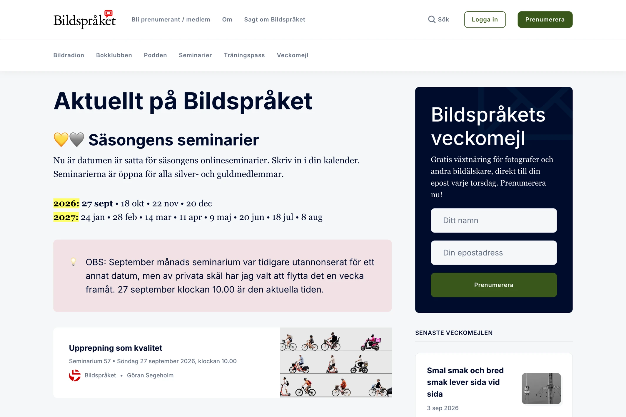 Screenshot of Bildspråket — Ghost theme website