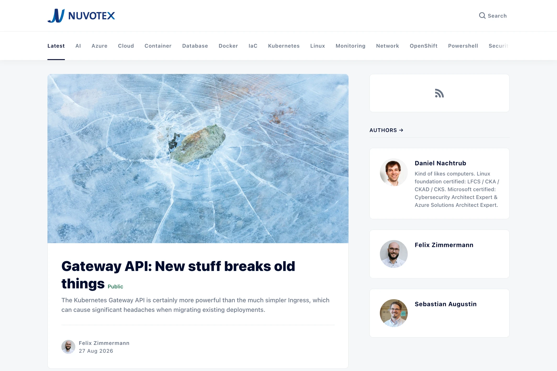 Screenshot of Nuvotex Blog — Ghost theme website