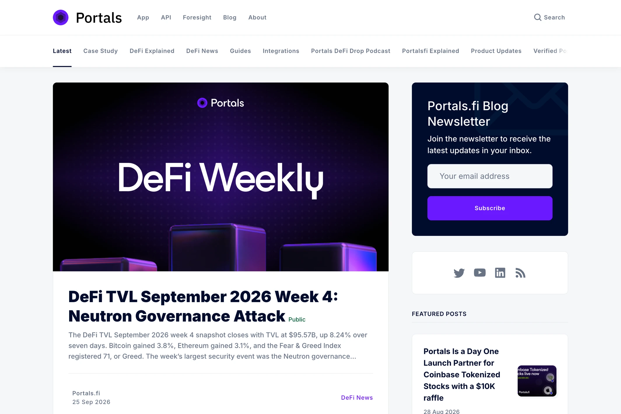 Screenshot of Portals.fi Blog — Ghost theme website