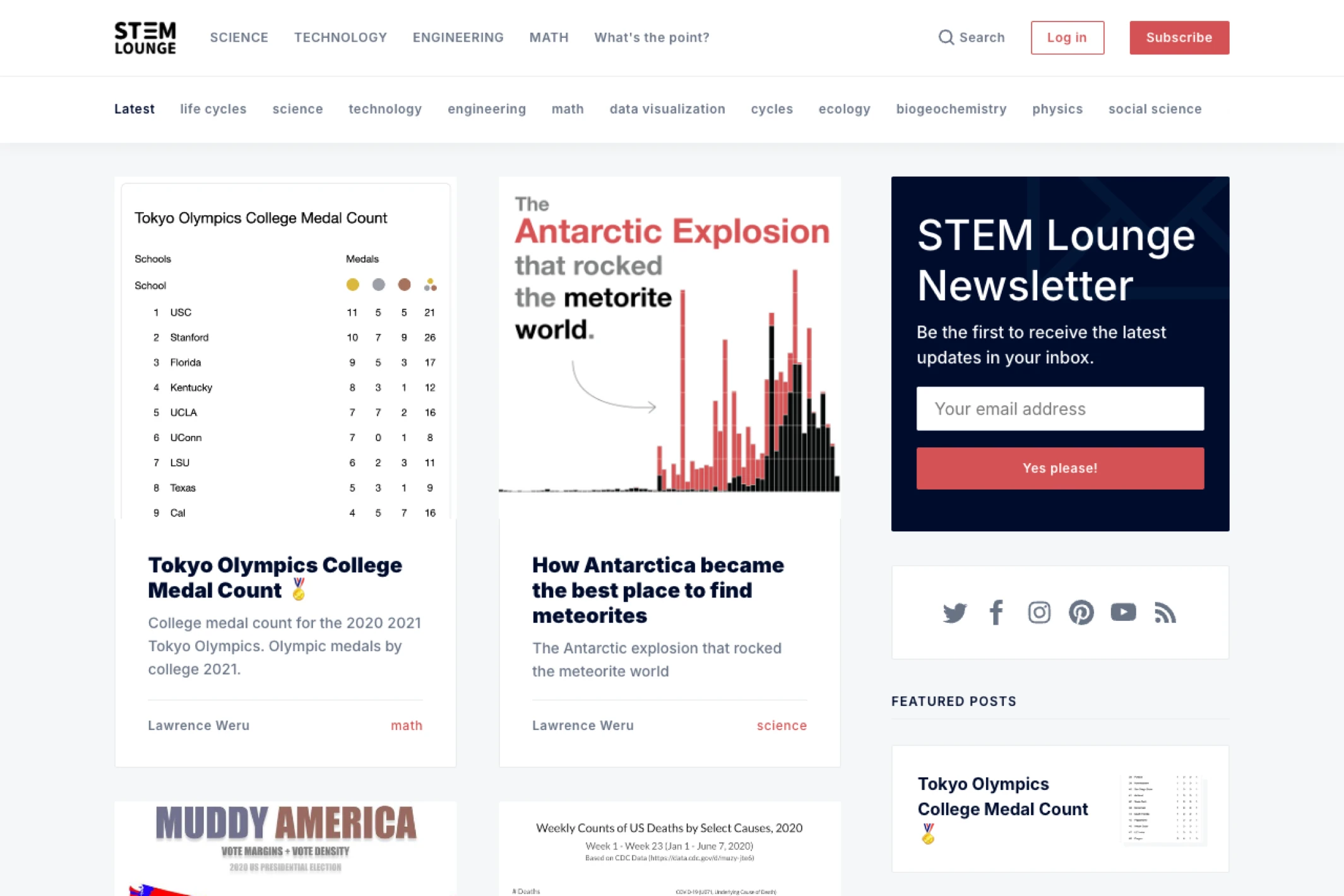 Screenshot of STEM Lounge — built with Krabi Ghost theme