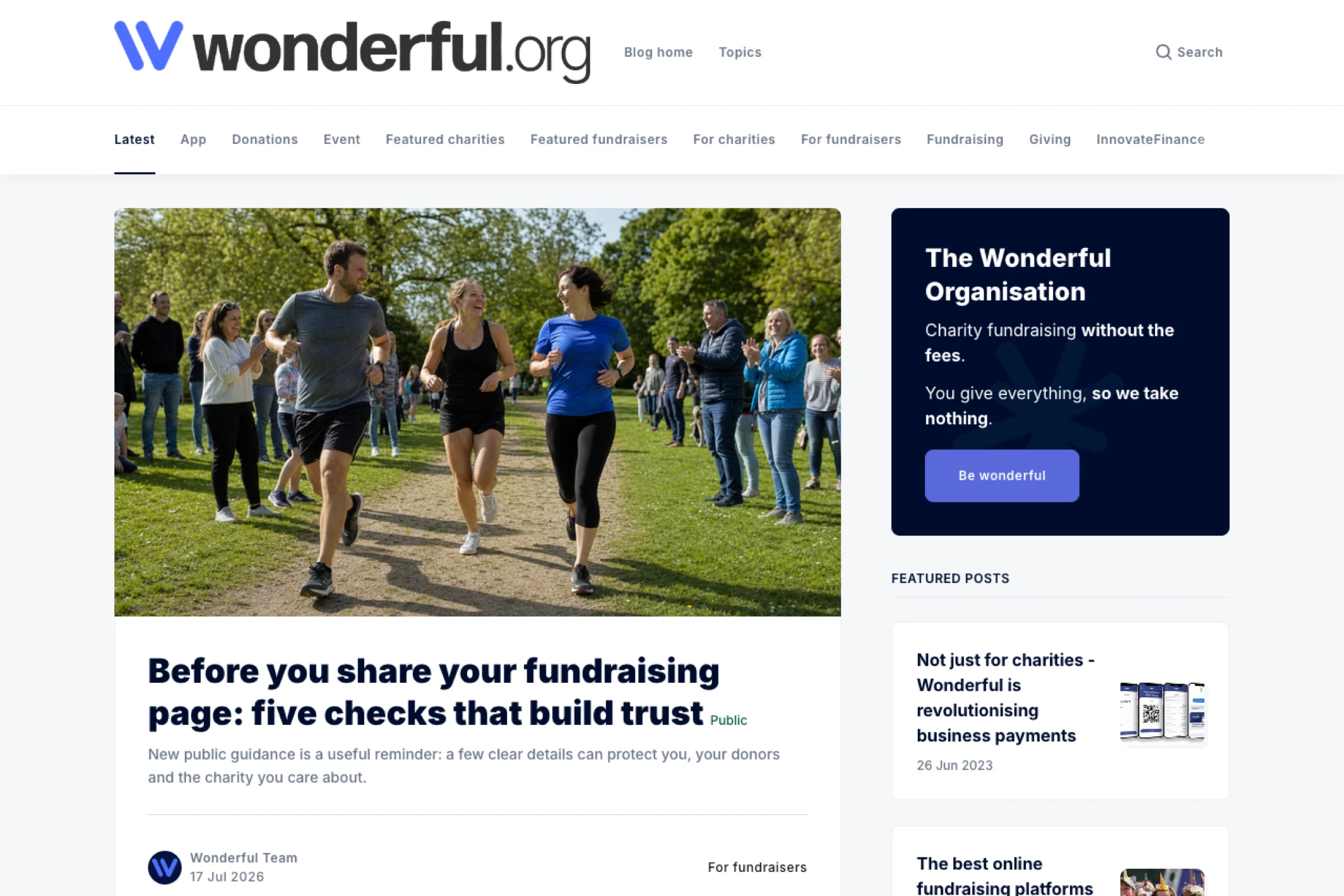 Screenshot of Wonderful.org — Ghost theme website
