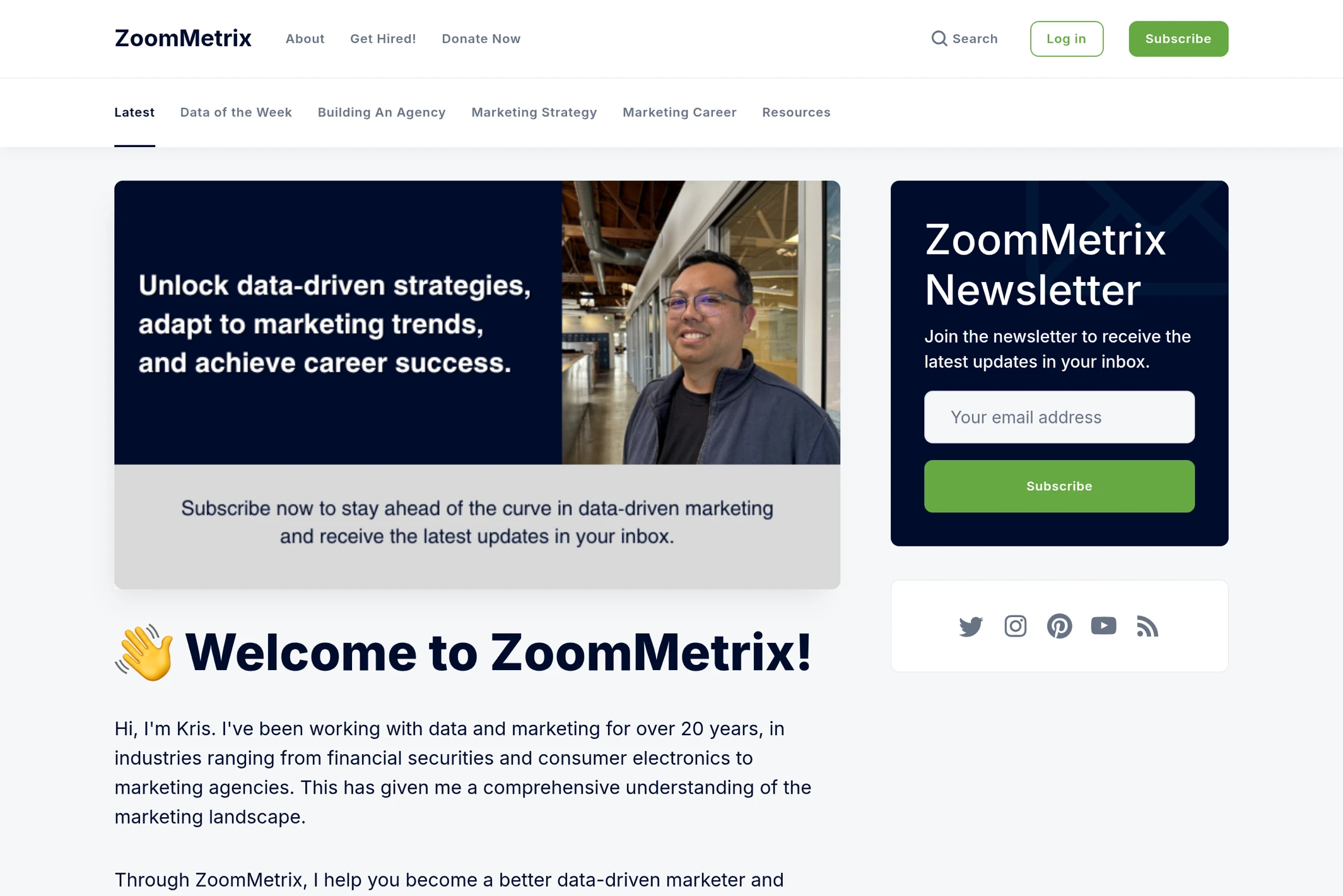 Screenshot of ZoomMetrix — Ghost theme website