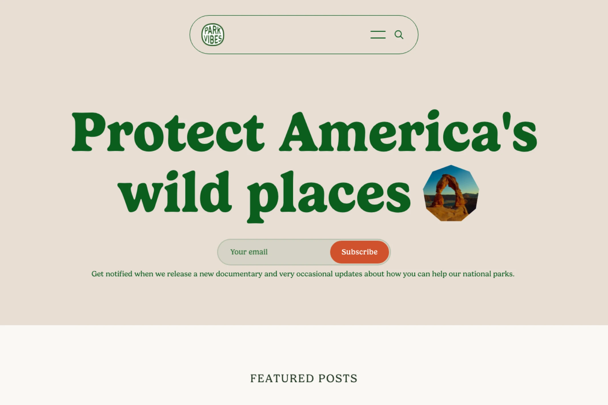 Screenshot of Park Vibes — Ghost theme website