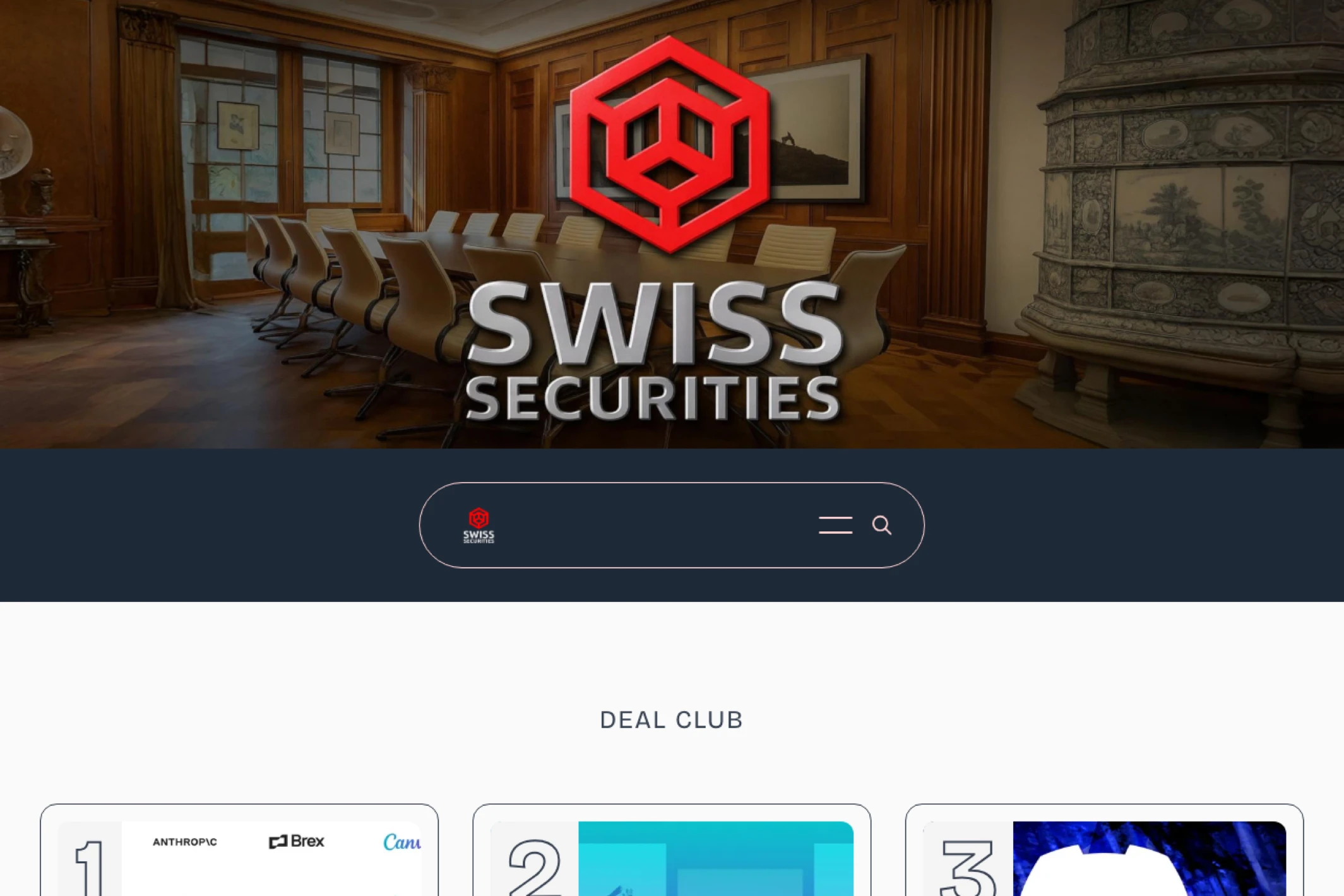 Screenshot of Swiss Securities — Ghost theme website