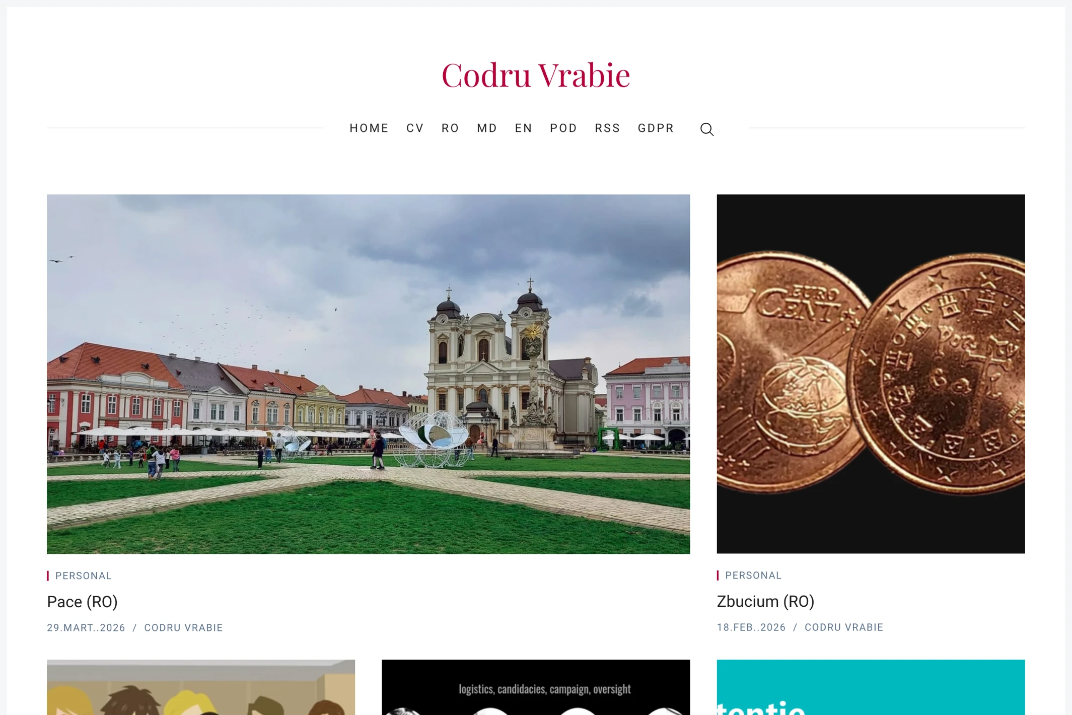 Screenshot of Codru Vrabie — Ghost theme website