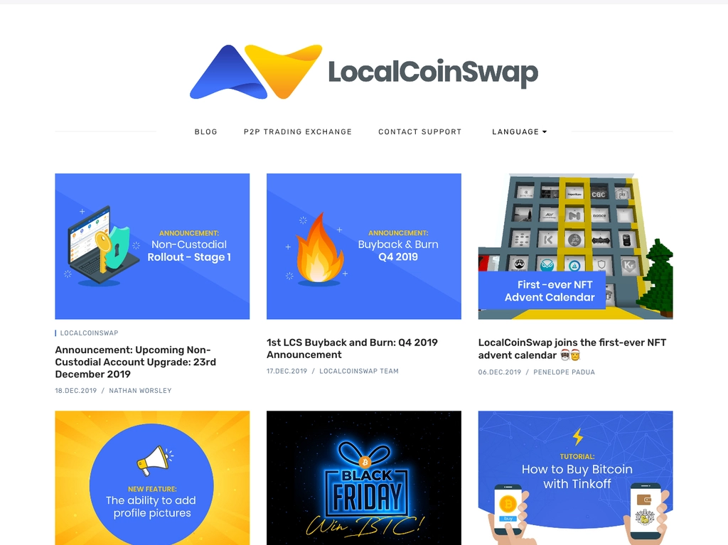 Screenshot of LocalCoinSwap — Ghost theme website