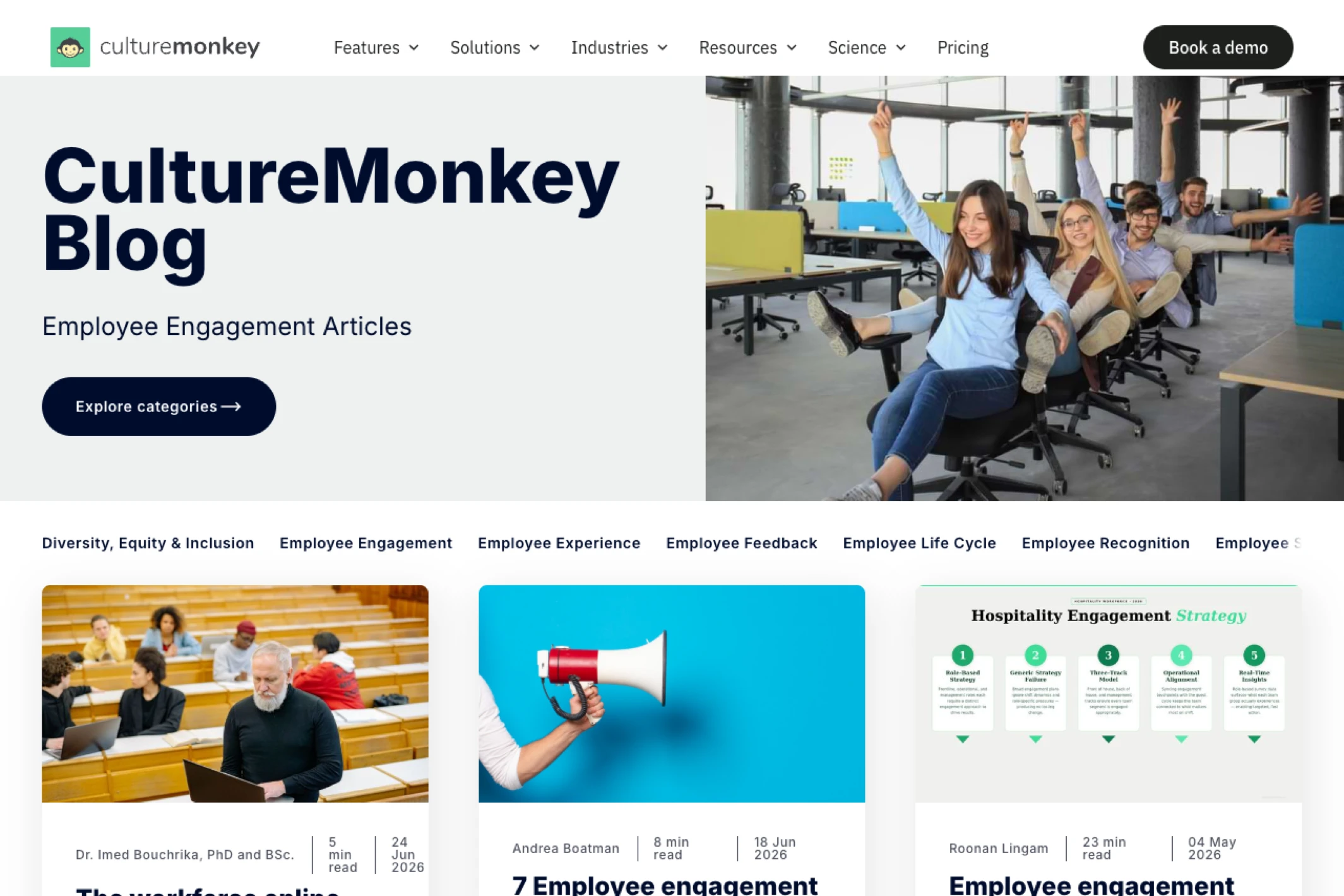 Screenshot of CultureMonkey Blog — Ghost theme website