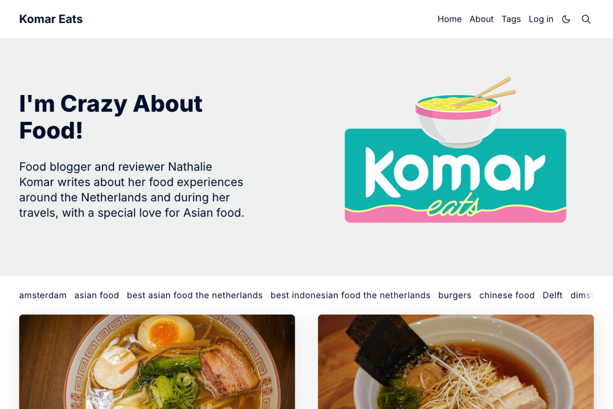 Screenshot of Komar Eats — Ghost theme website