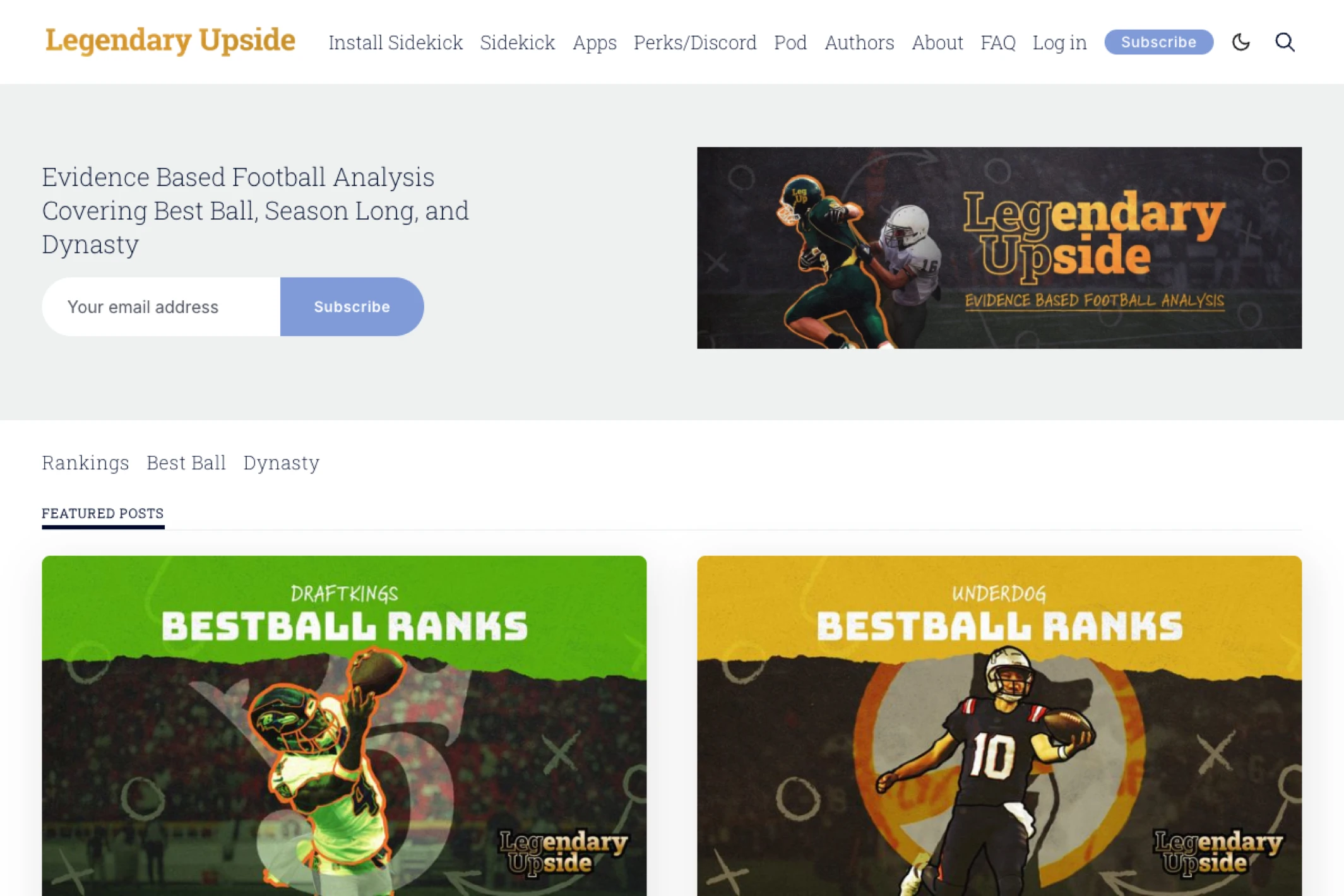Screenshot of Legendary Upside — Ghost theme website