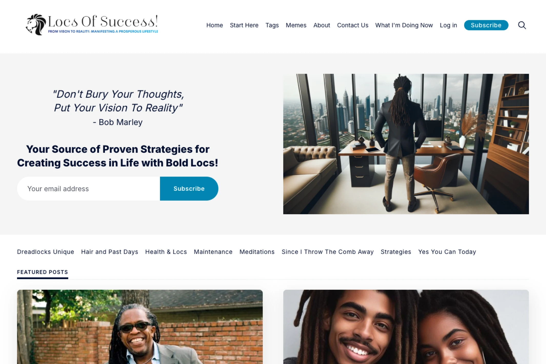 Screenshot of Locs of Success — Ghost theme website