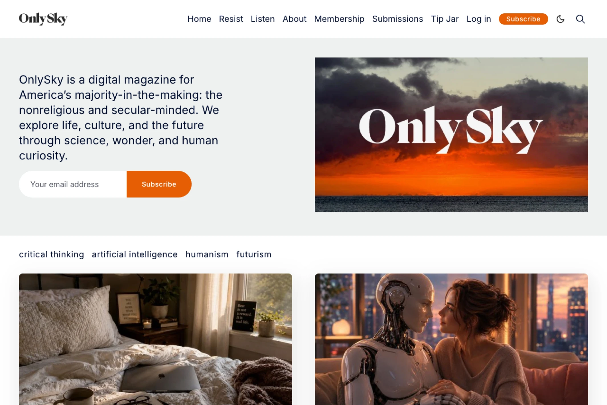 Screenshot of OnlySky — Ghost theme website