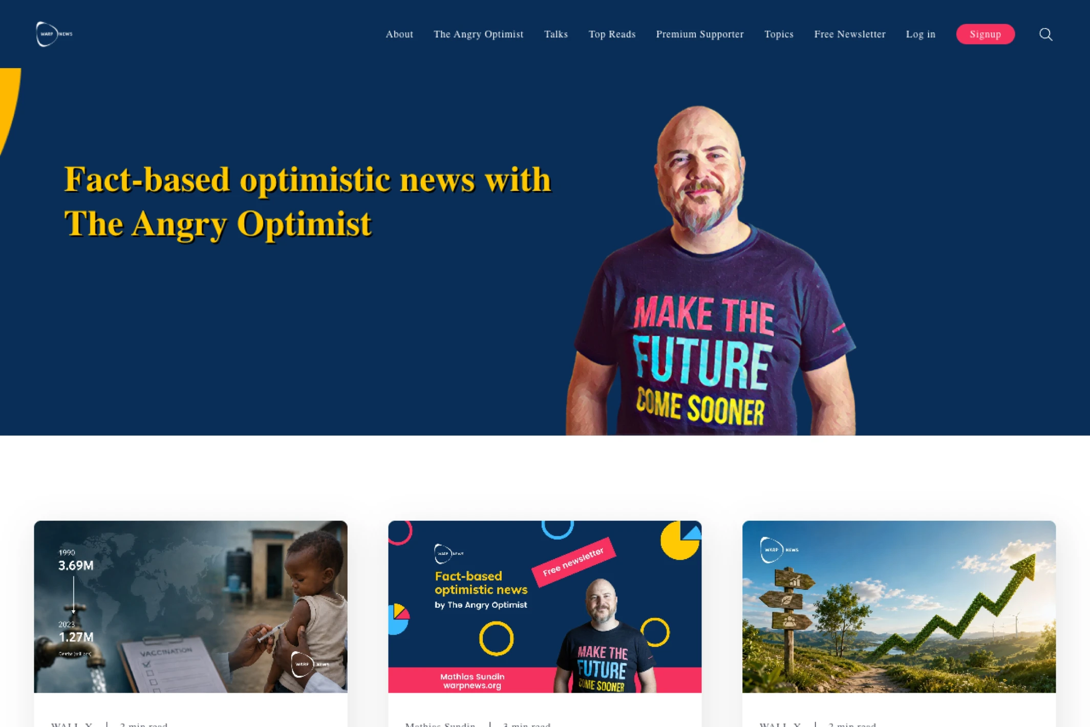 Screenshot of Warp News — Ghost theme website