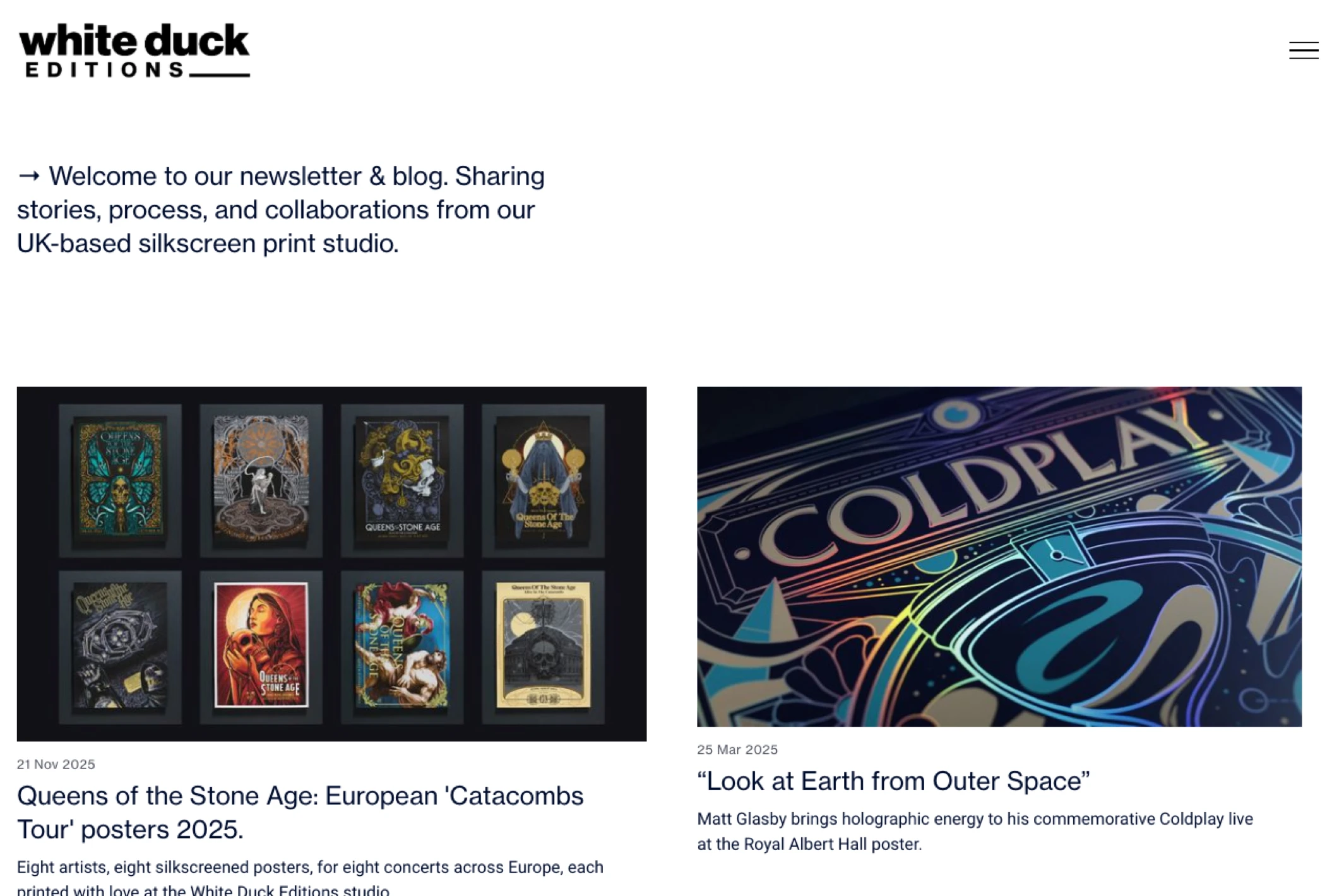 Screenshot of White Duck Editions — Ghost theme website