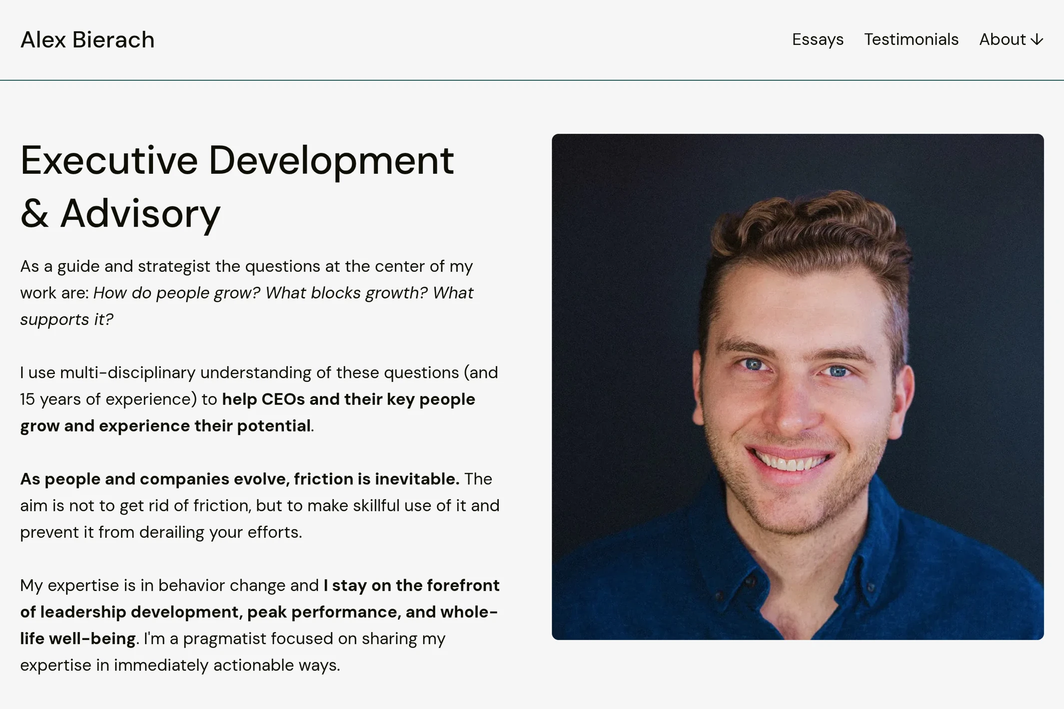Screenshot of Alex Bierach — Ghost theme website