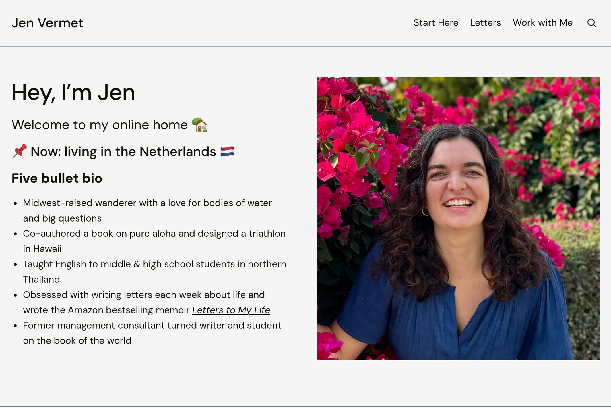 Screenshot of Jen Vermet — built with Petra Ghost theme