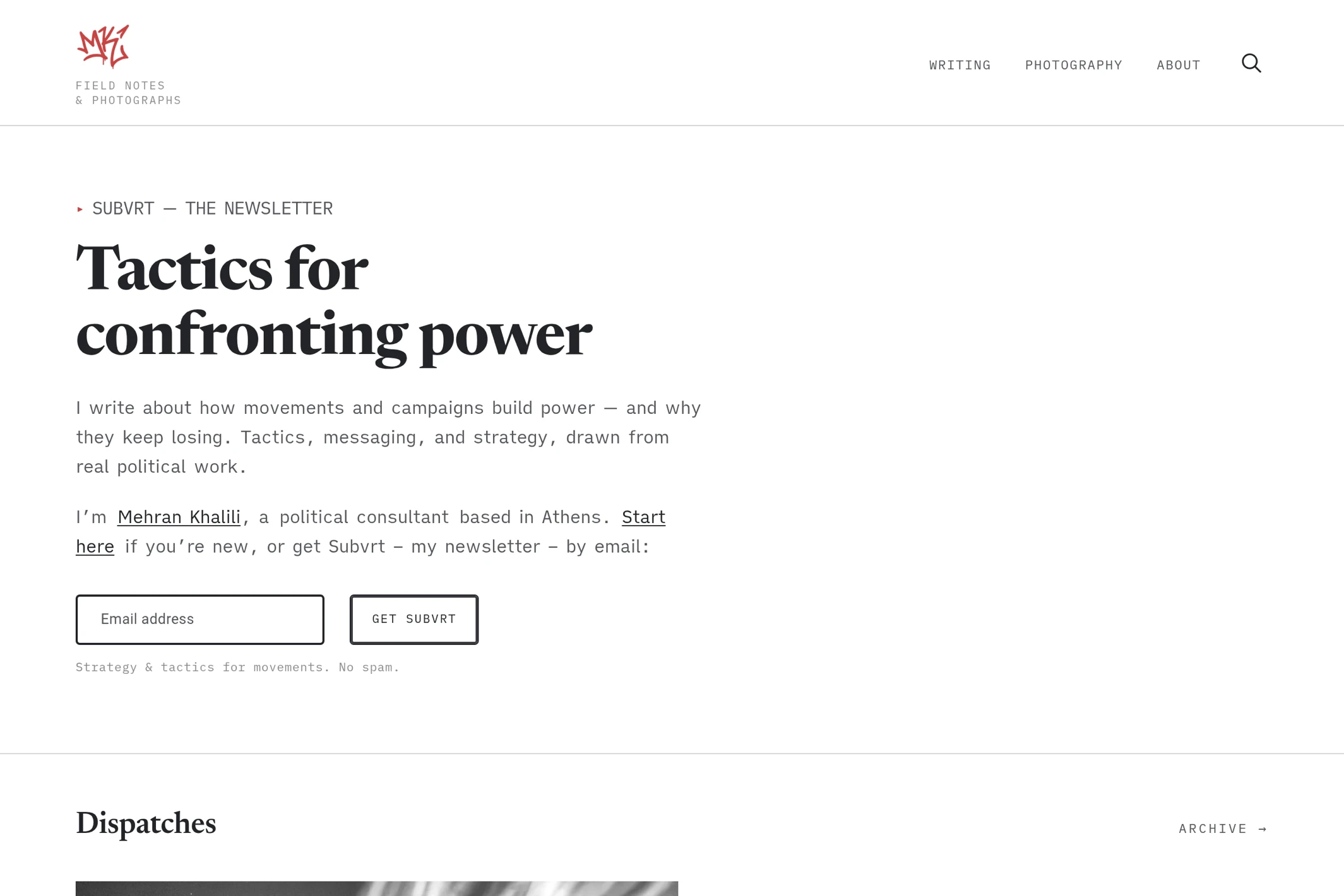 Screenshot of Mehran Khalili — Ghost theme website