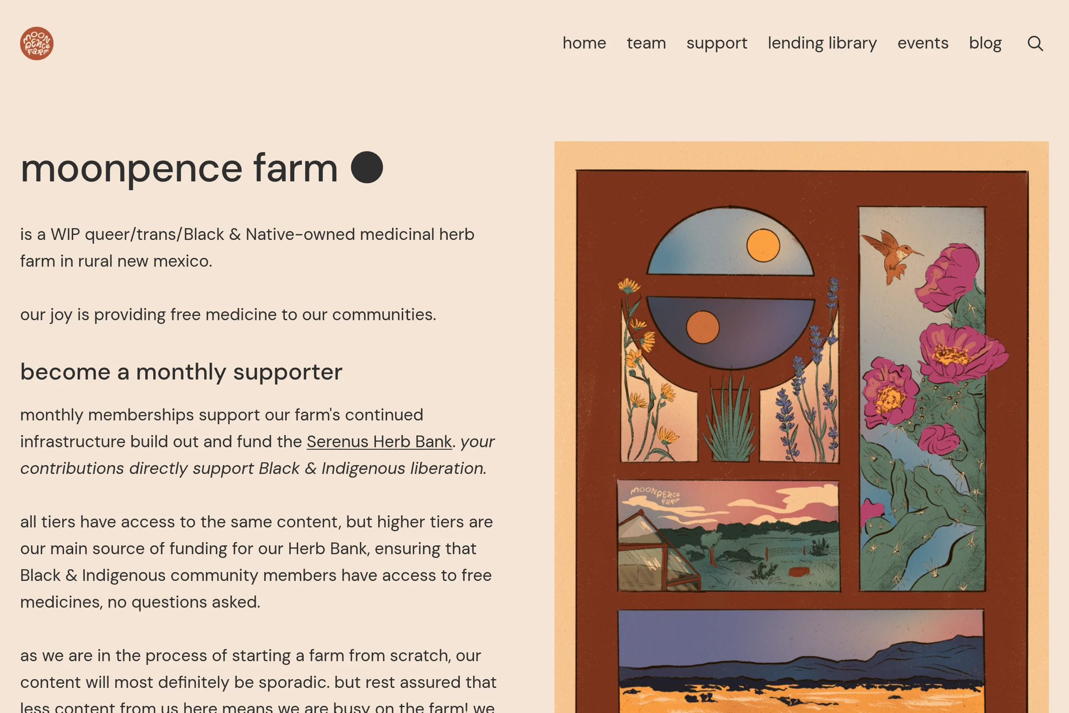 Screenshot of moonpence farm — Ghost theme website