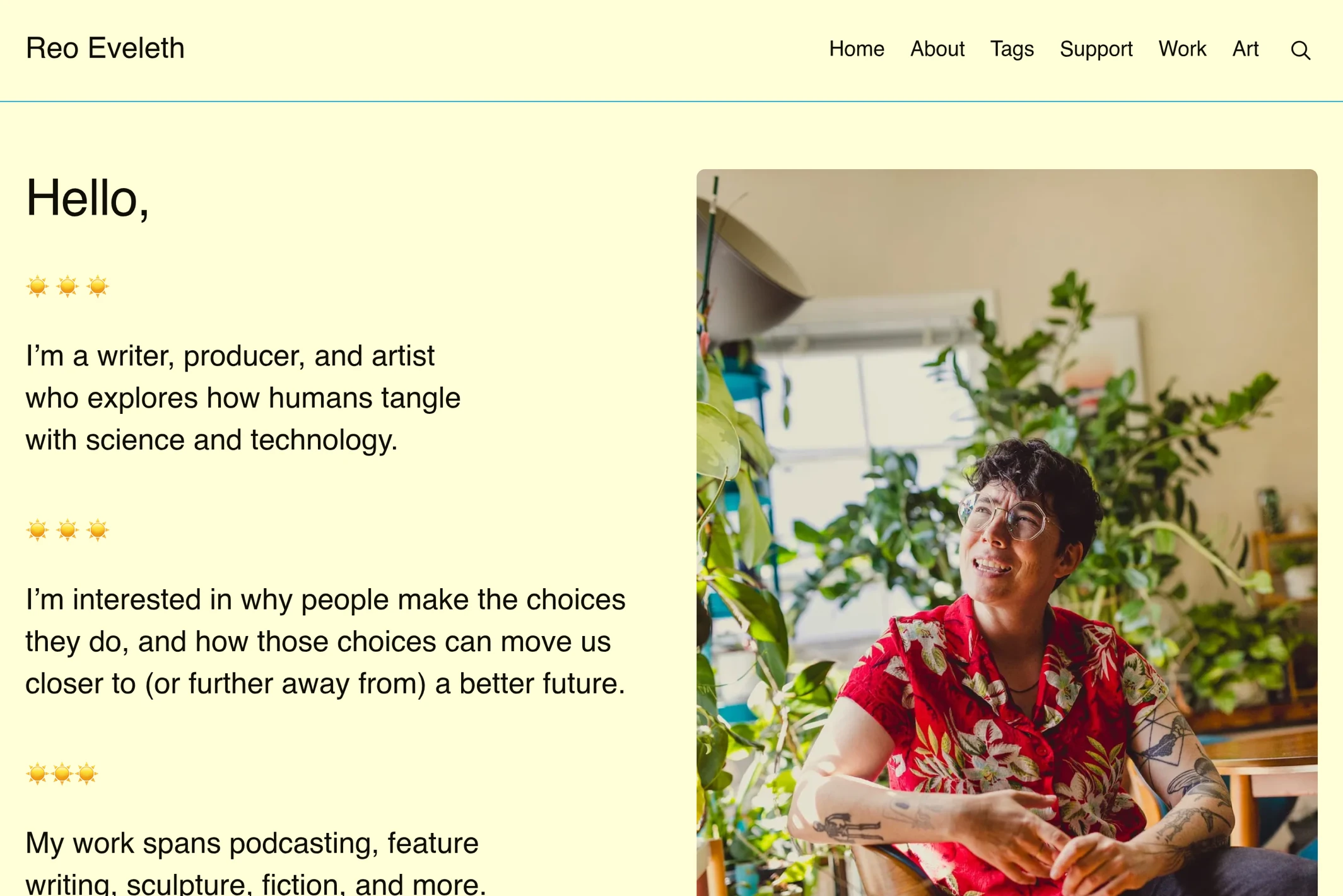 Screenshot of Reo Eveleth — Ghost theme website