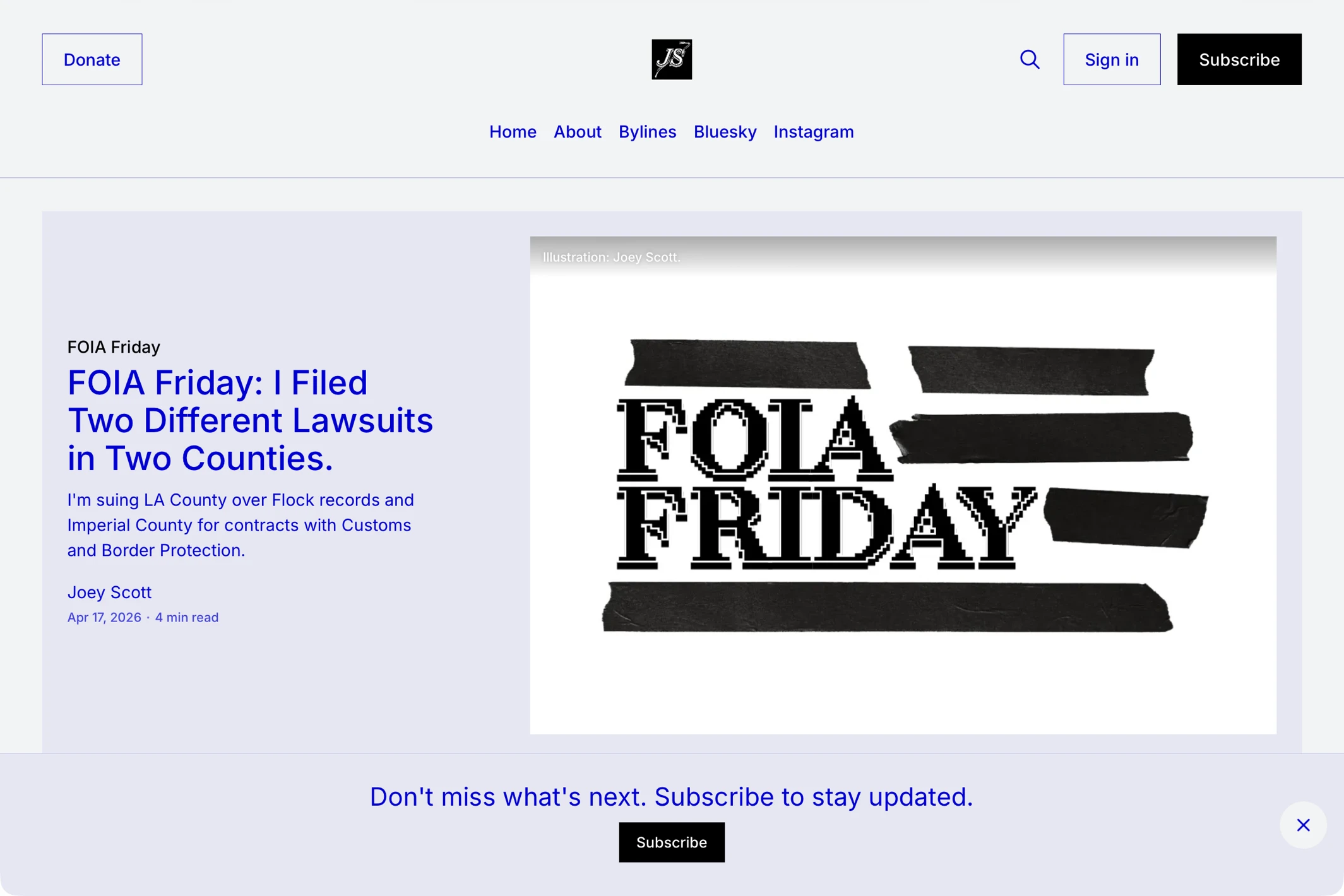 Screenshot of Joey Scott — Ghost theme website