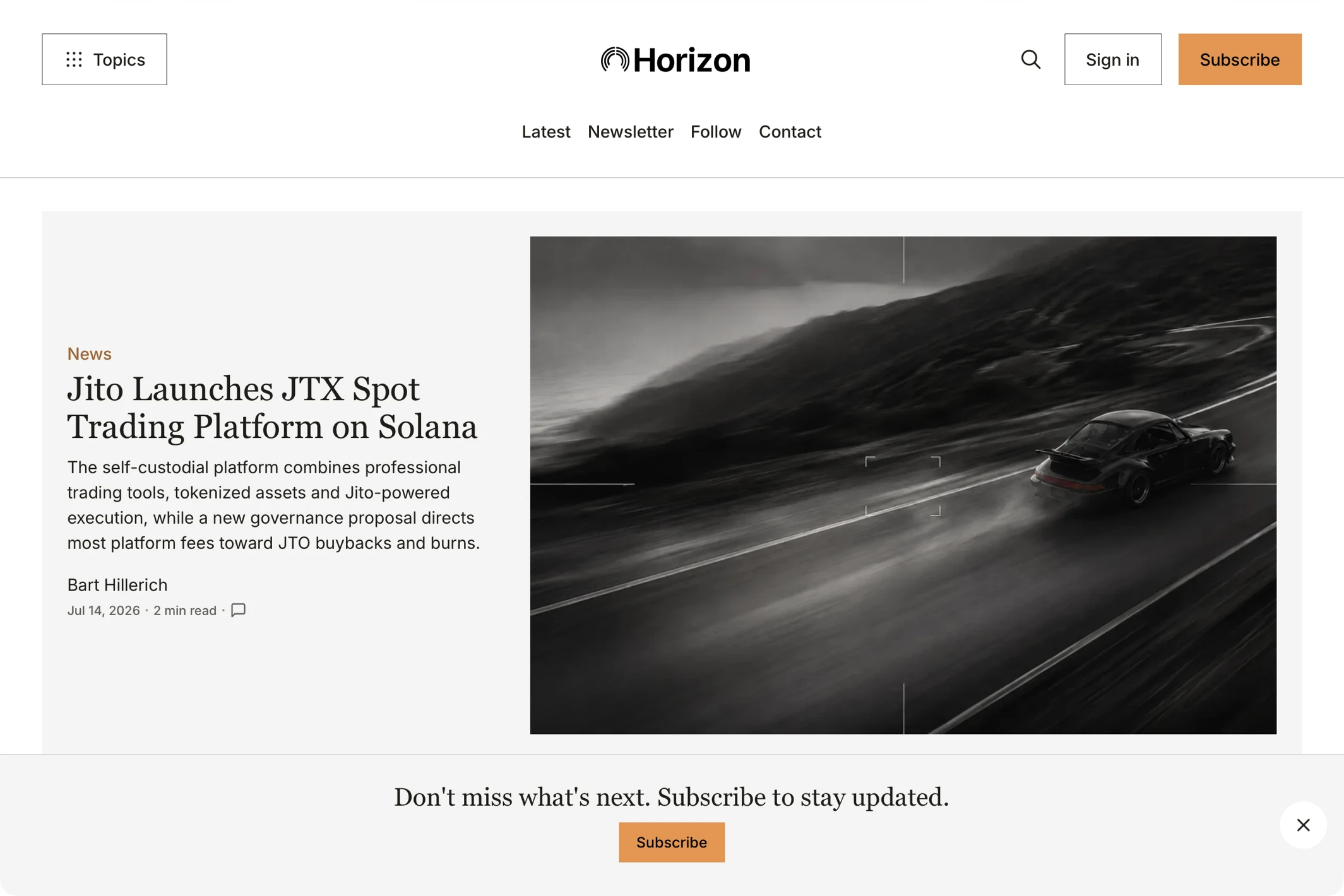 Screenshot of Horizon — Ghost theme website