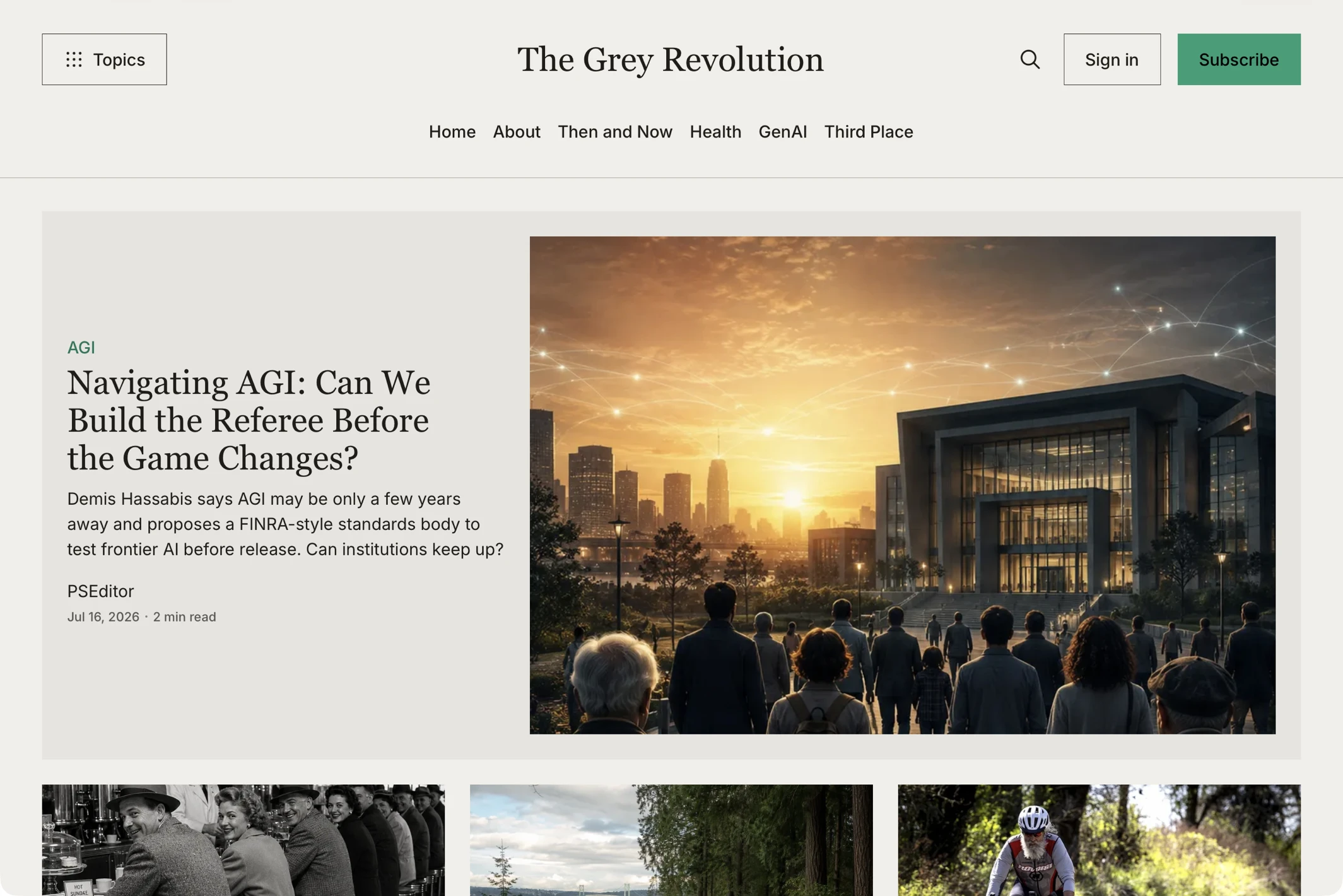 Screenshot of The Grey Revolution — Ghost theme website