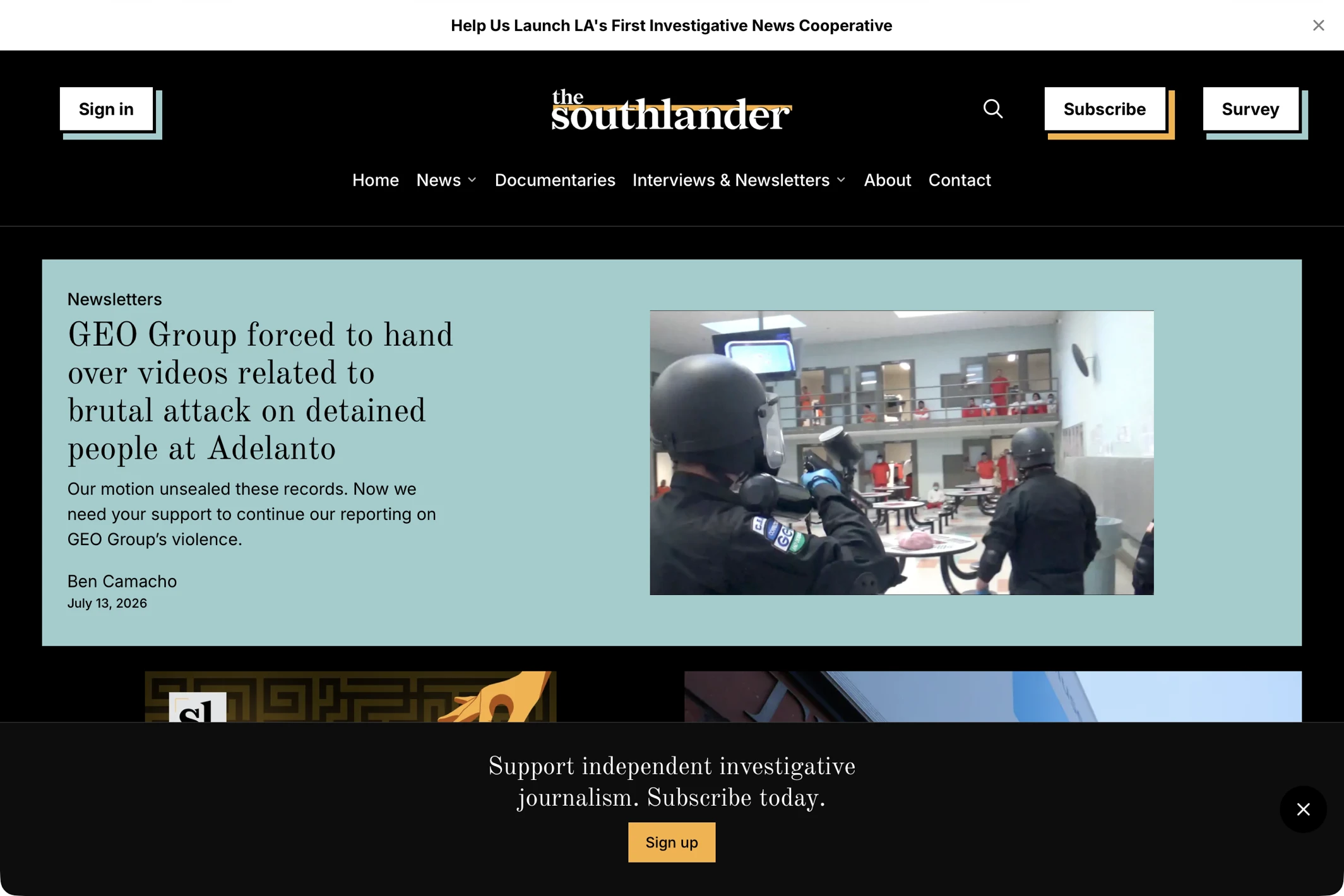 Screenshot of The Southlander — built with Taba Ghost theme