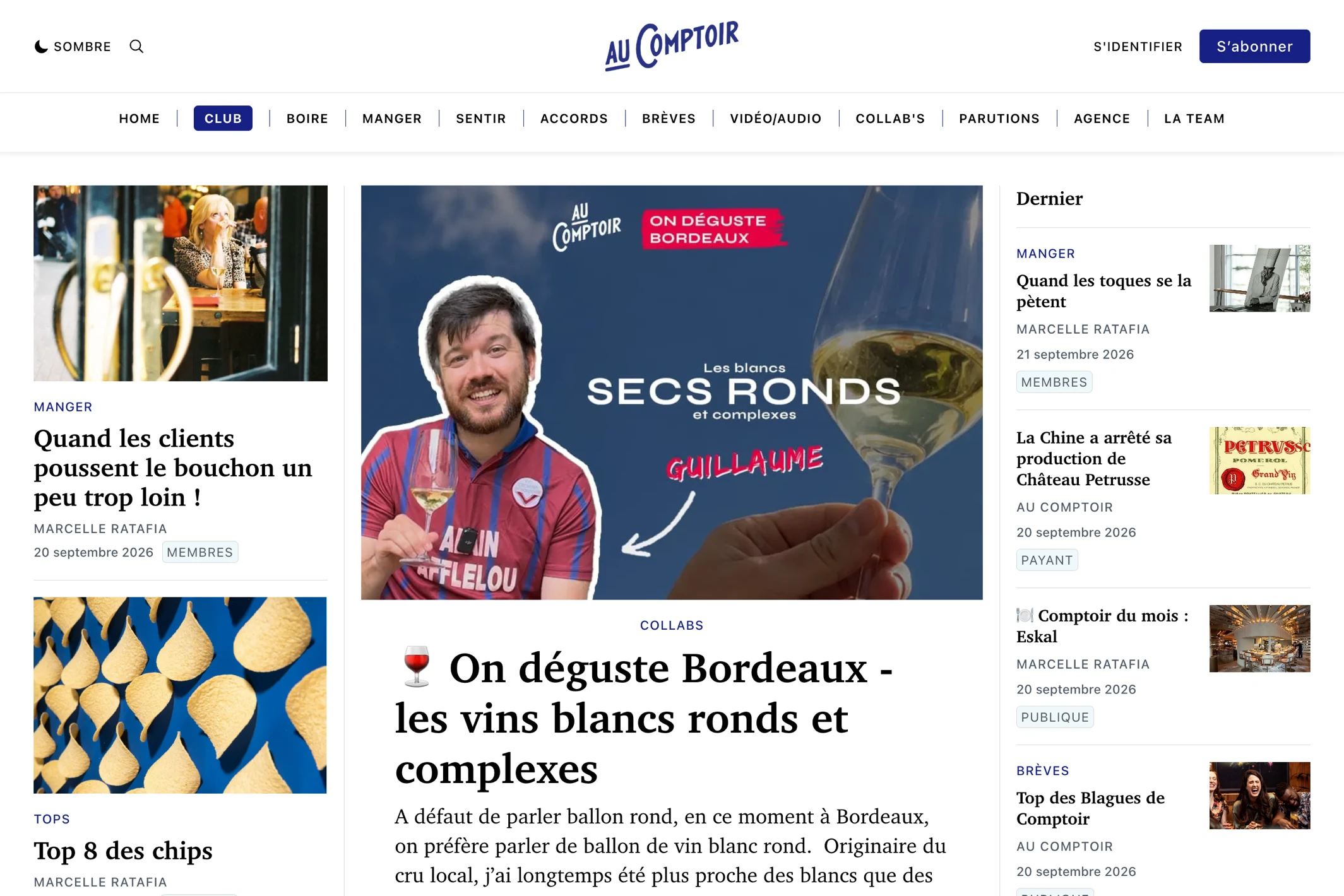 Screenshot of Au Comptoir — Ghost theme website