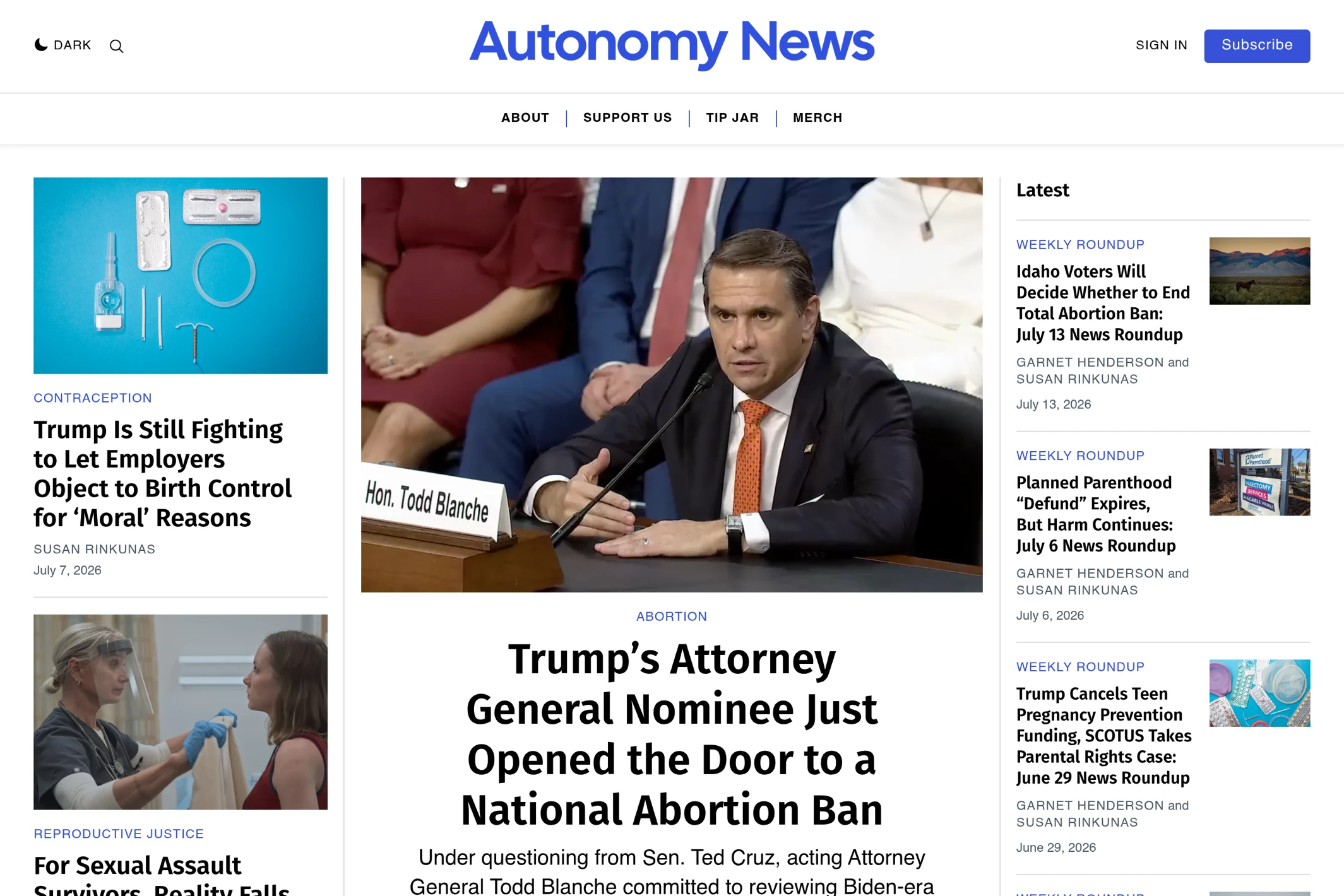 Screenshot of Autonomy News — Ghost theme website