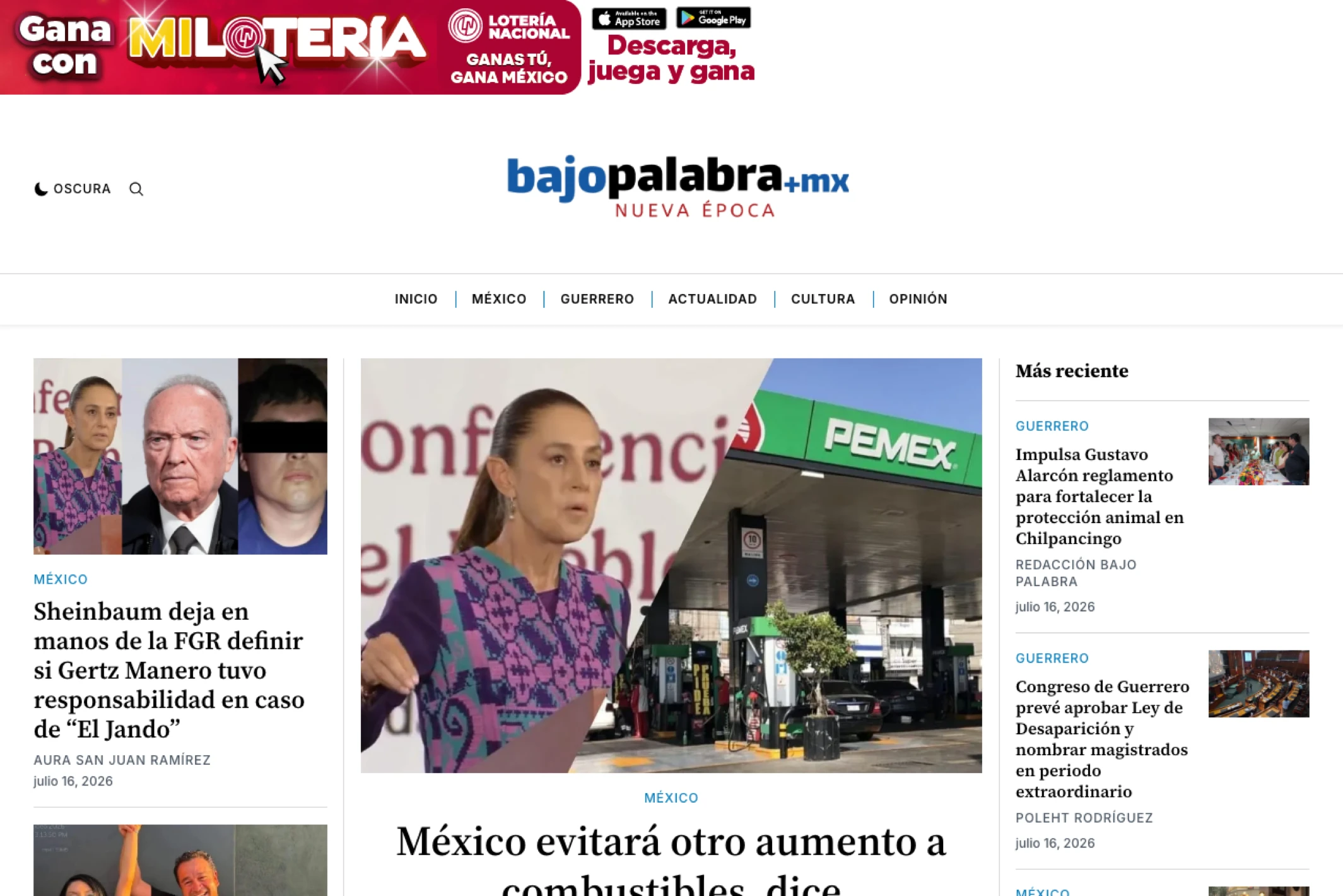 Screenshot of Bajo Palabra — Ghost theme website