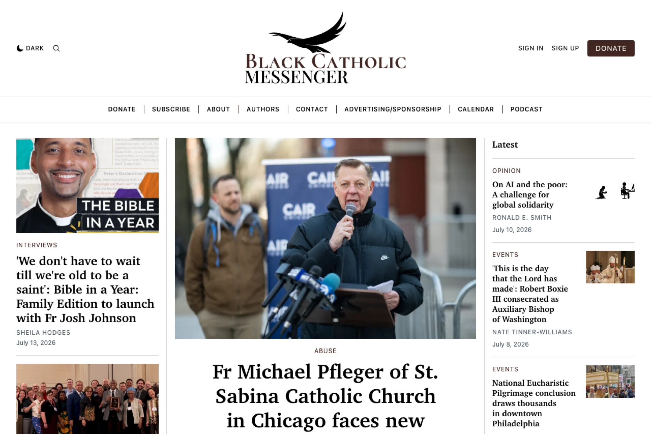 Screenshot of Black Catholic Messenger — Ghost theme website