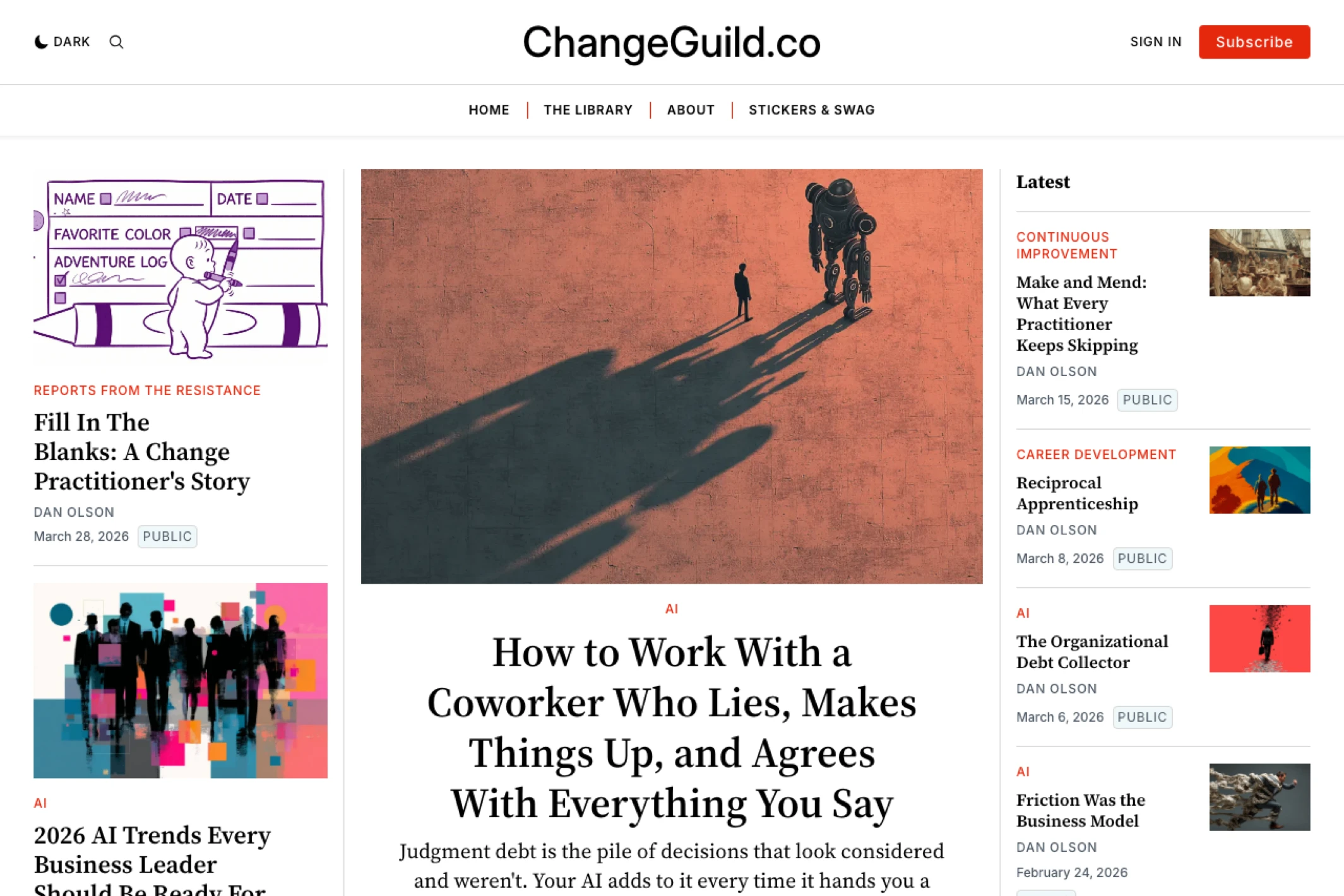 Screenshot of ChangeGuild.co — Ghost theme website