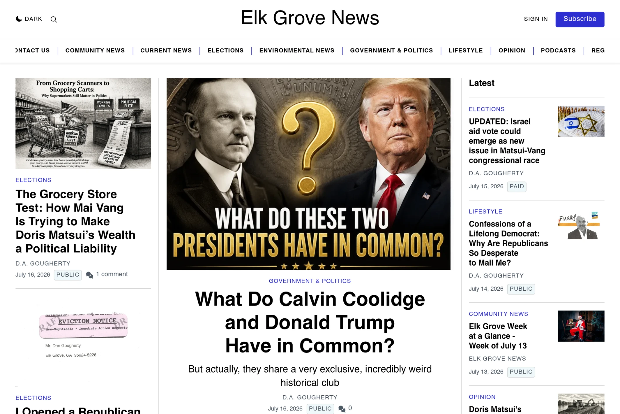 Screenshot of Elk Grove News — Ghost theme website